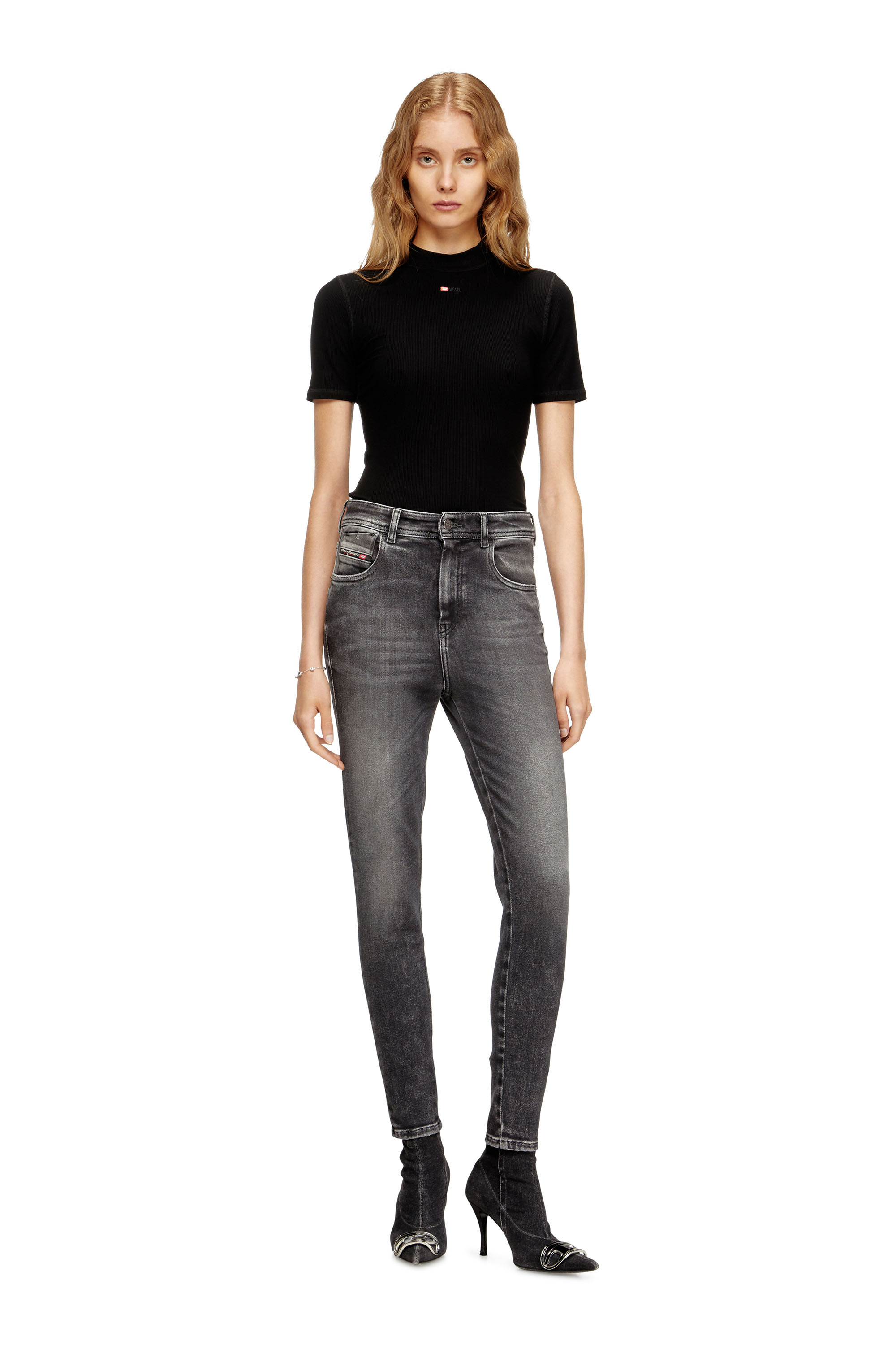 Diesel - Skinny Jeans 1984 Slandy-High 09L93 Femme, Noir/Gris foncé - Image 2
