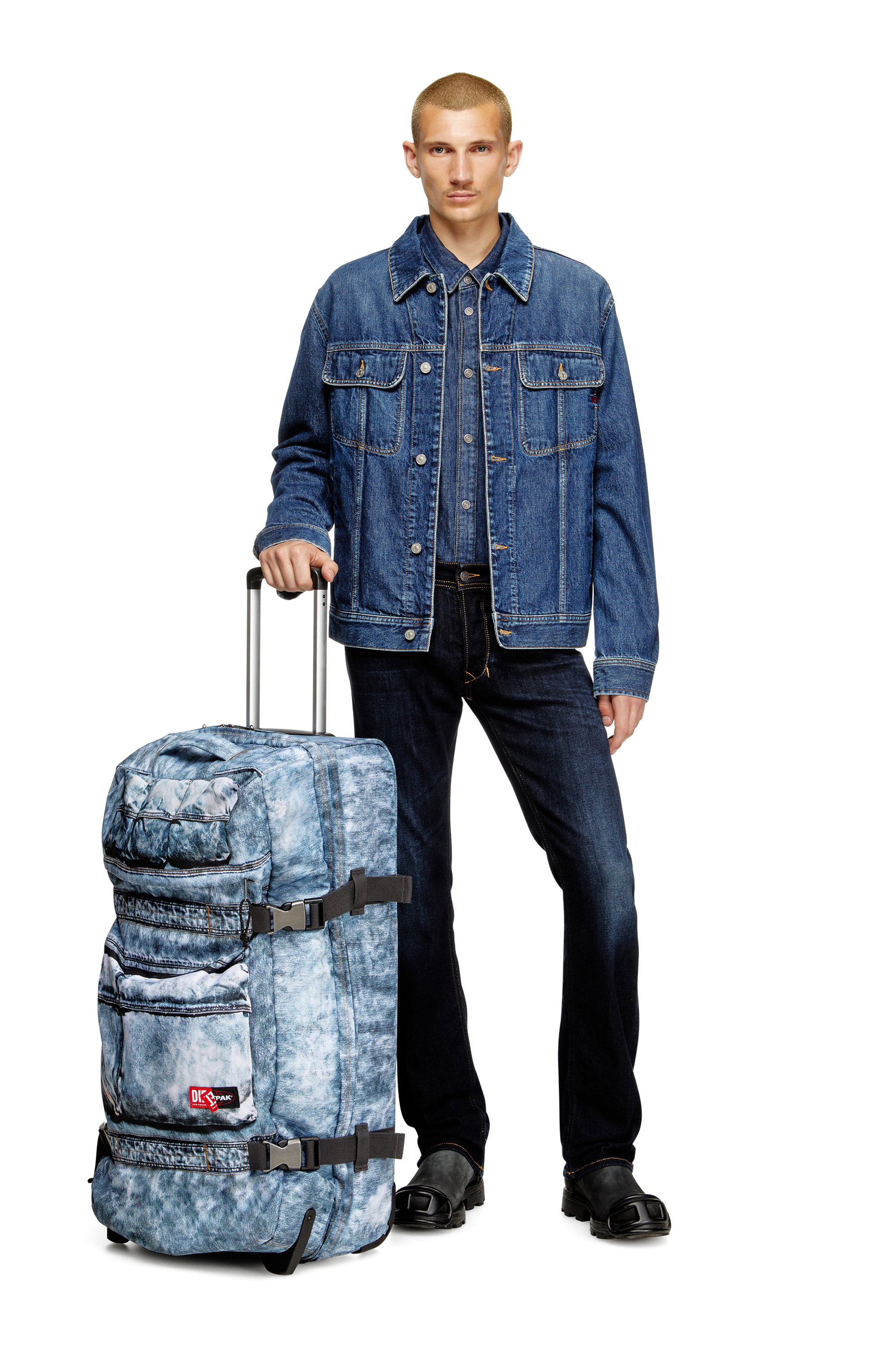 Diesel - DIESEL TRANSIT'R L, Trolley de voyage en denim trompe-l'œil Mixte in Bleu - 2