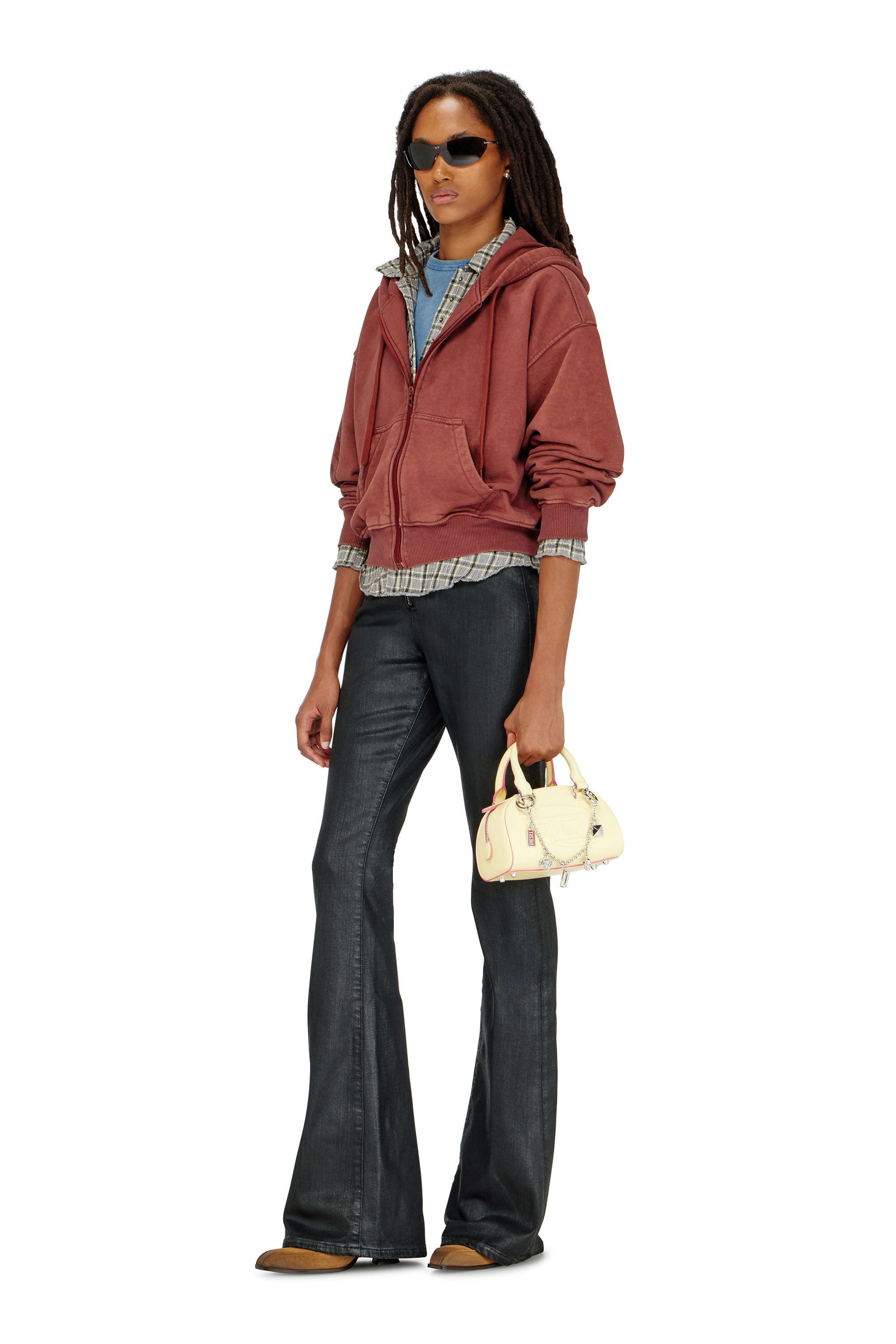 Diesel - F-ELYCY, Sweat &agrave; capuche zipp&eacute; avec logo floral en relief Femme in ToBeDefined - 2