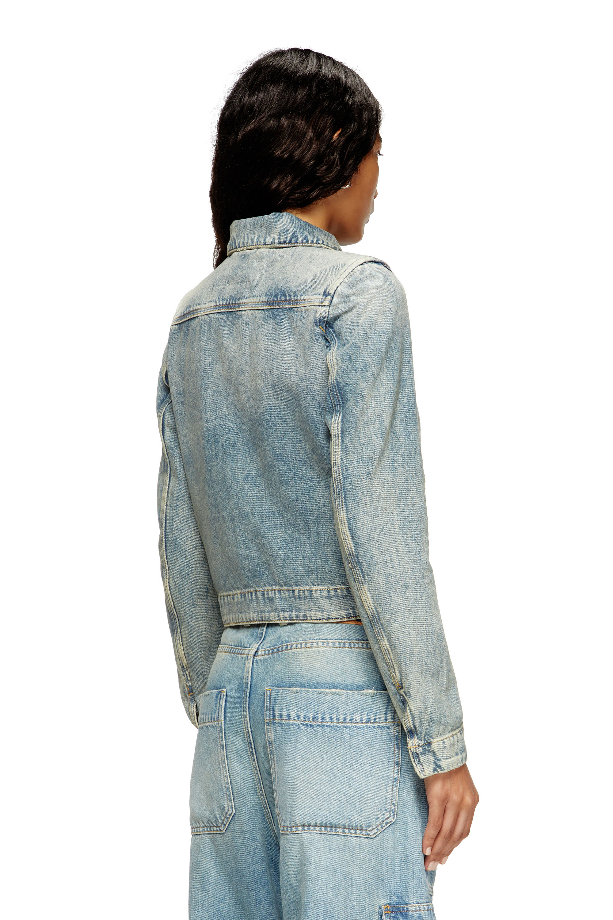 Diesel - DE-CORB, Veste en denim Tencel fluide effet sali Femme in Bleu - 4