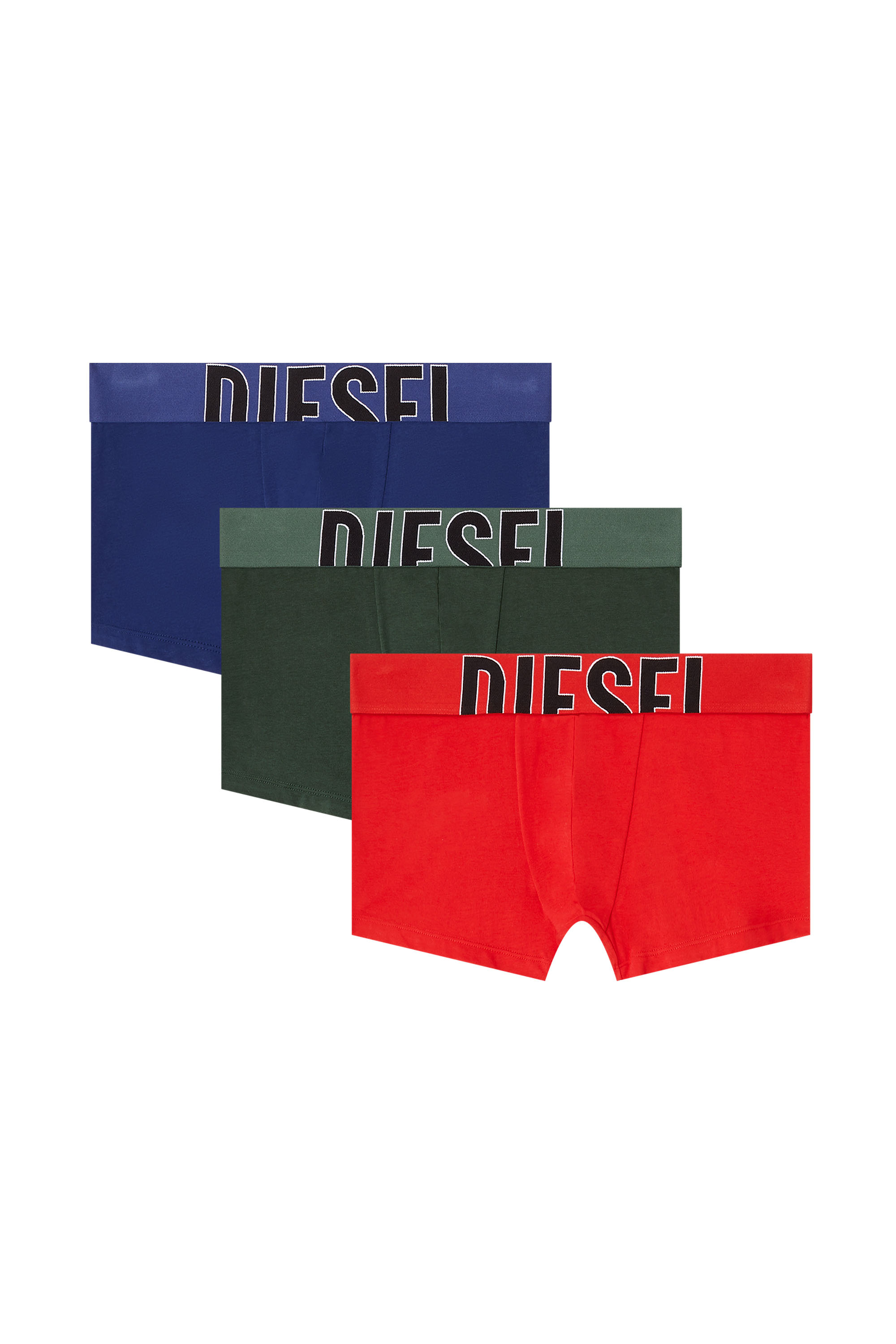 Diesel - DAMIEN-D-POP-3PACK-55, Lot de trois boxers en coton stretch avec logo découpé Homme in Vert - 1
