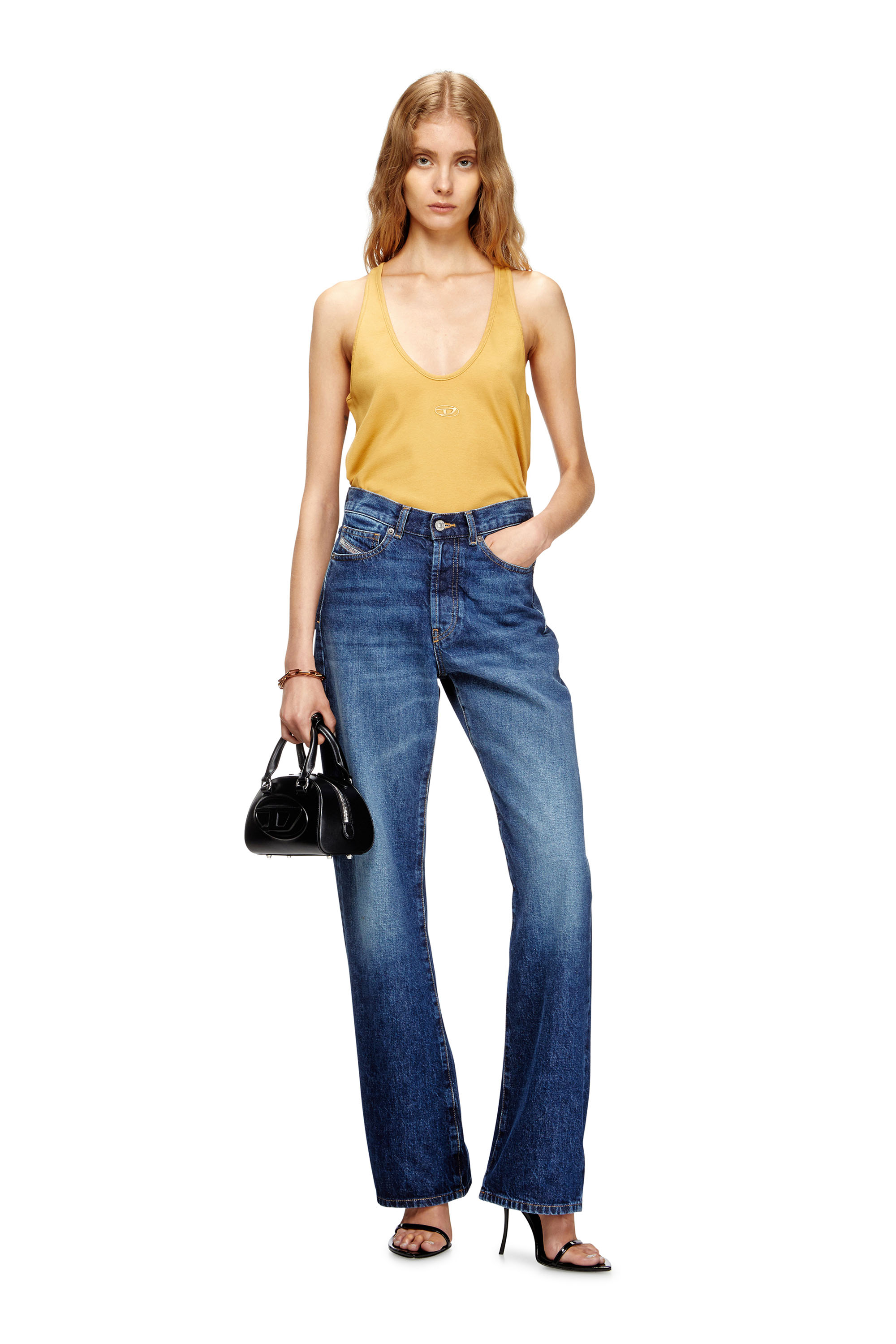 Diesel - T-IPSYA-LKDS, Débardeur côtelé avec Oval D Femme in Orange - 2