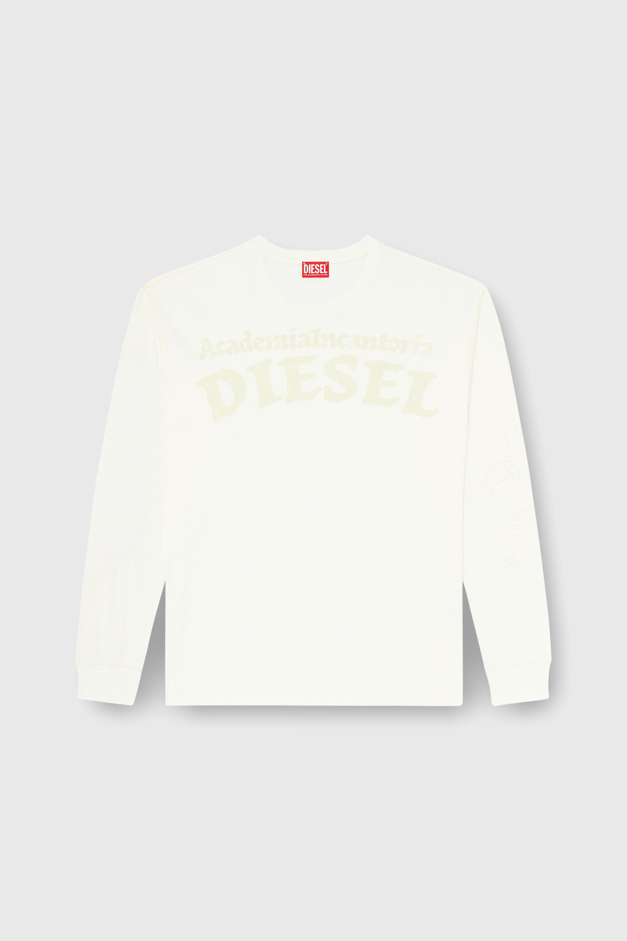 Diesel - T-NORM-LS-AA3, T-shirt manches longues avec imprim&eacute;s et patchs Homme in Blanc - 2