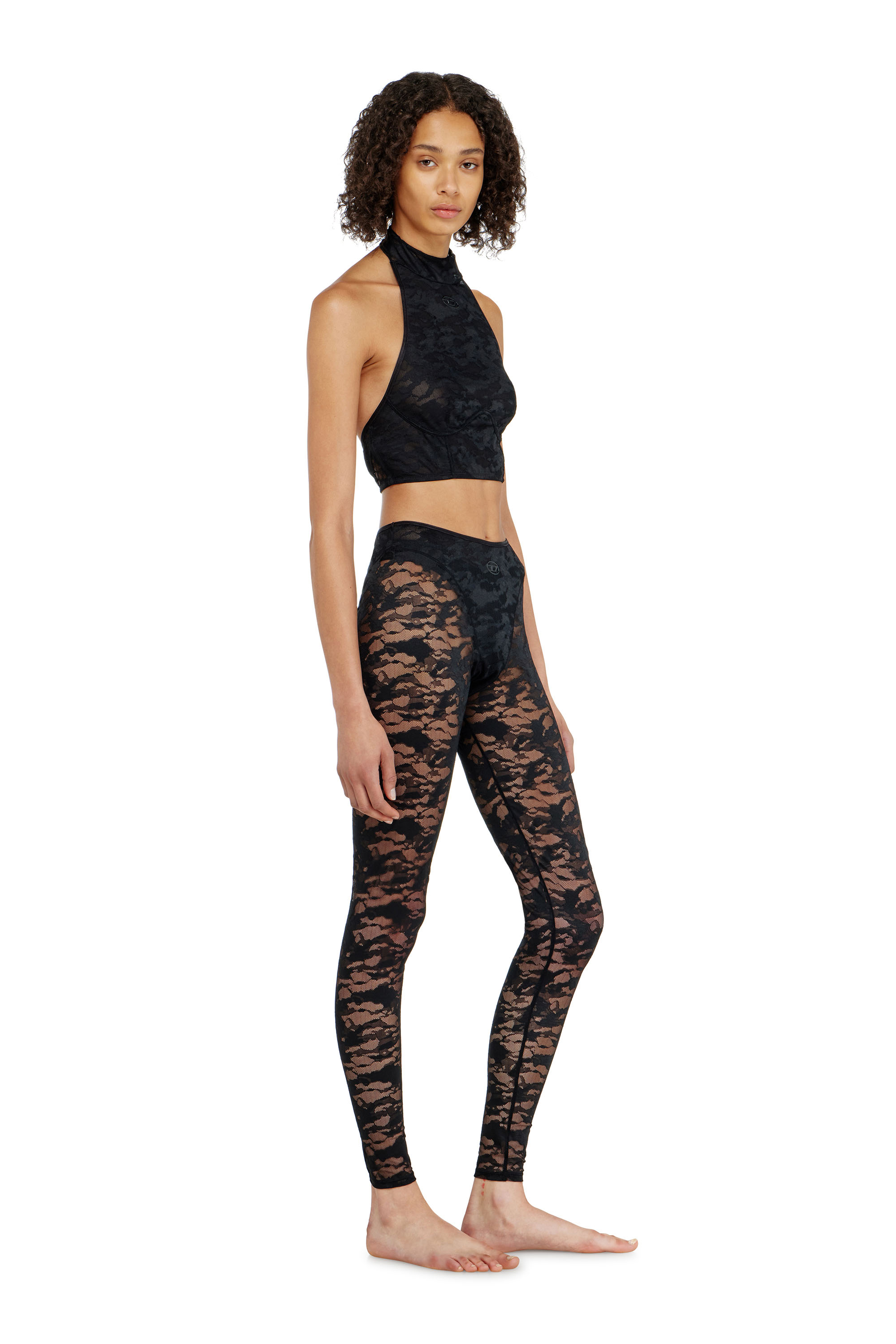 Diesel - HAYLEY-UTLT, Leggings en dentelle nylon camouflage Femme in Noir - 1