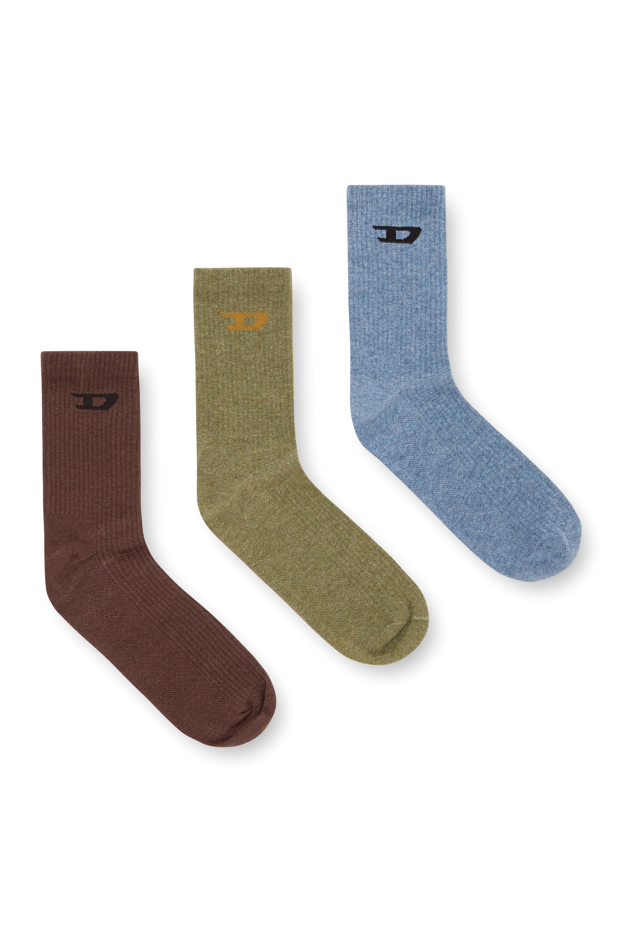 Diesel - SKM-D-TENNIS-CREW-17,5, Lot de trois chaussettes côtelées avec logo D Homme in Polychrome - 1