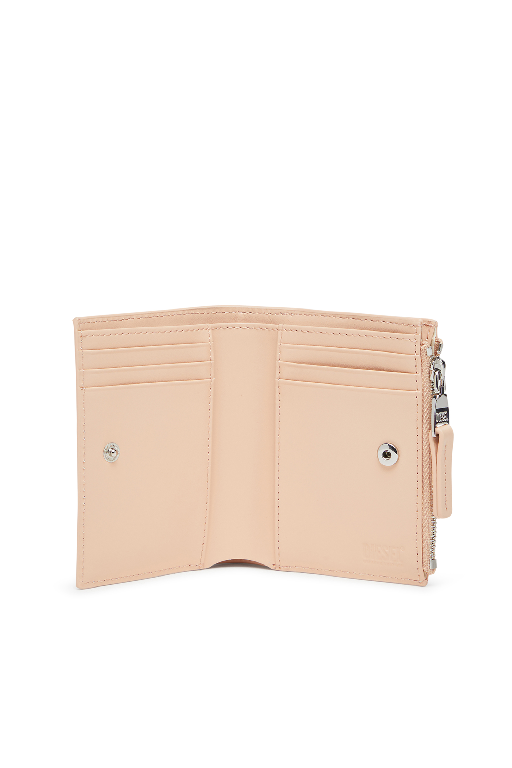 Diesel - 1DR BI-FOLD ZIP II, Petit portefeuille en cuir avec plaque à logo Femme in Rose - 3