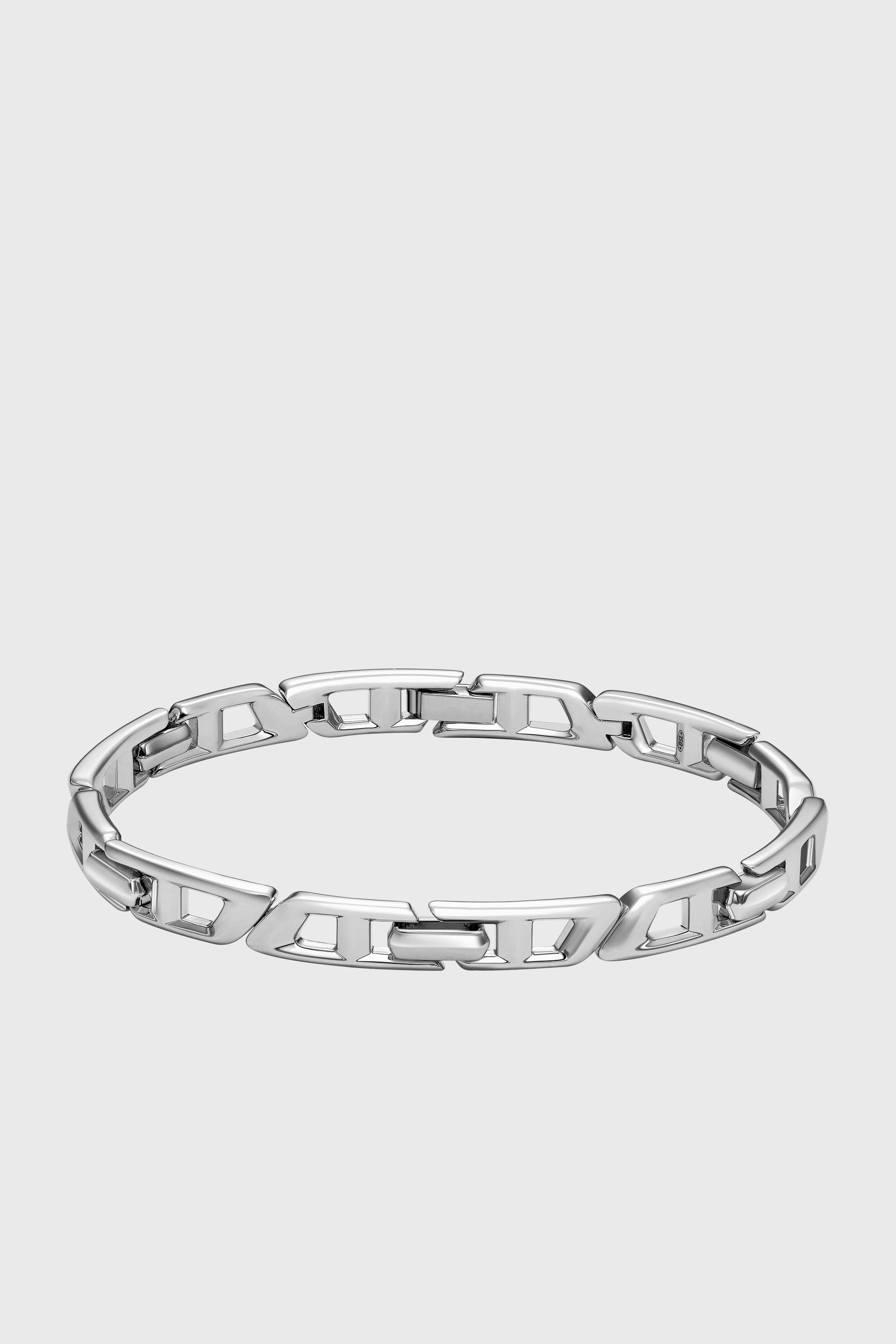 Diesel - DL1350040 STERLING SILVER JEWEL, Bracelet Link en argent sterling avec logo D. Mixte in Gris argent&eacute; - 1