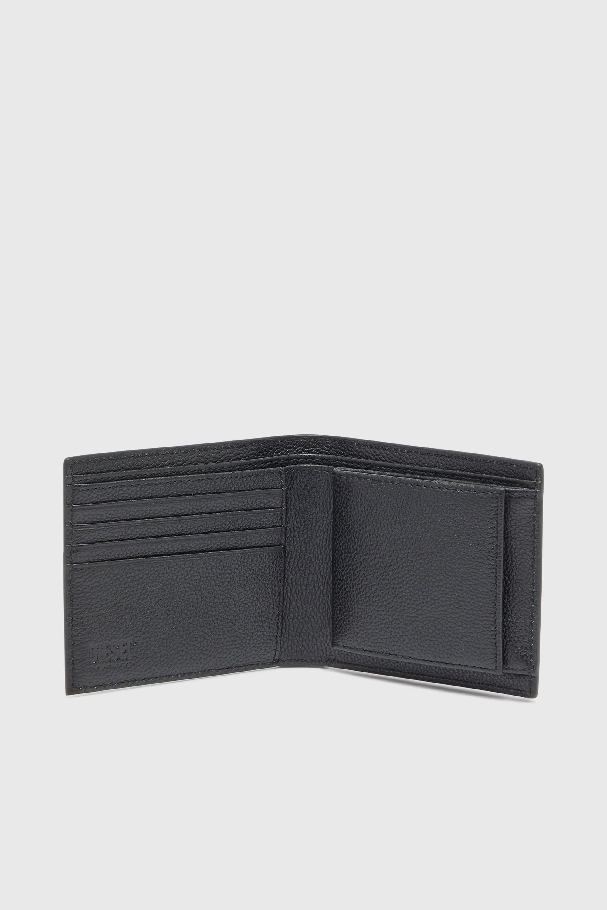 Diesel - 1DR 2.0 BI-FOLD COIN 3D, Portefeuille &agrave; deux volets en cuir grain&eacute; Homme in Noir - 3