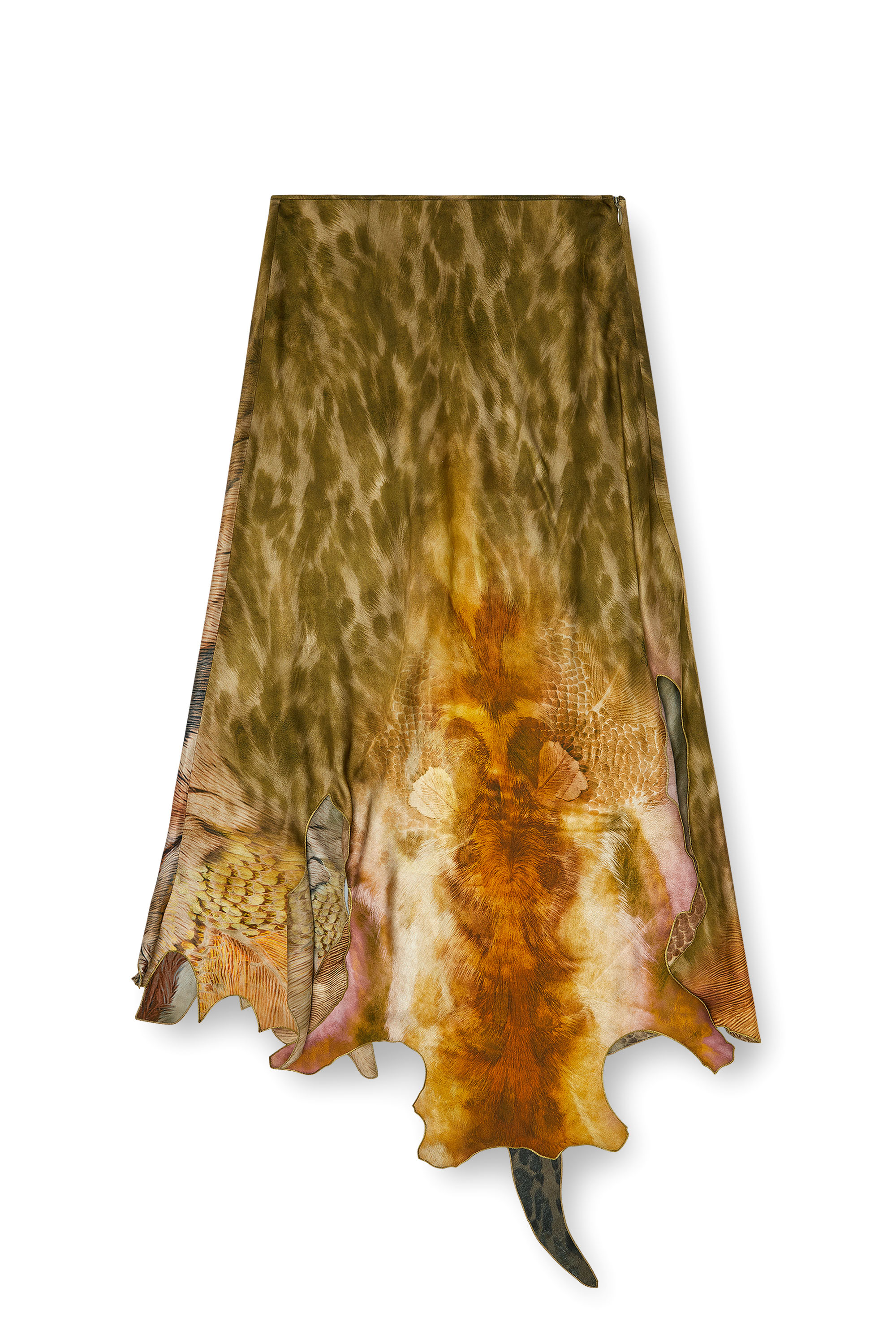 Diesel - O-TORN, Jupe asym&eacute;trique longue en satin imprim&eacute; Femme in ToBeDefined - 3