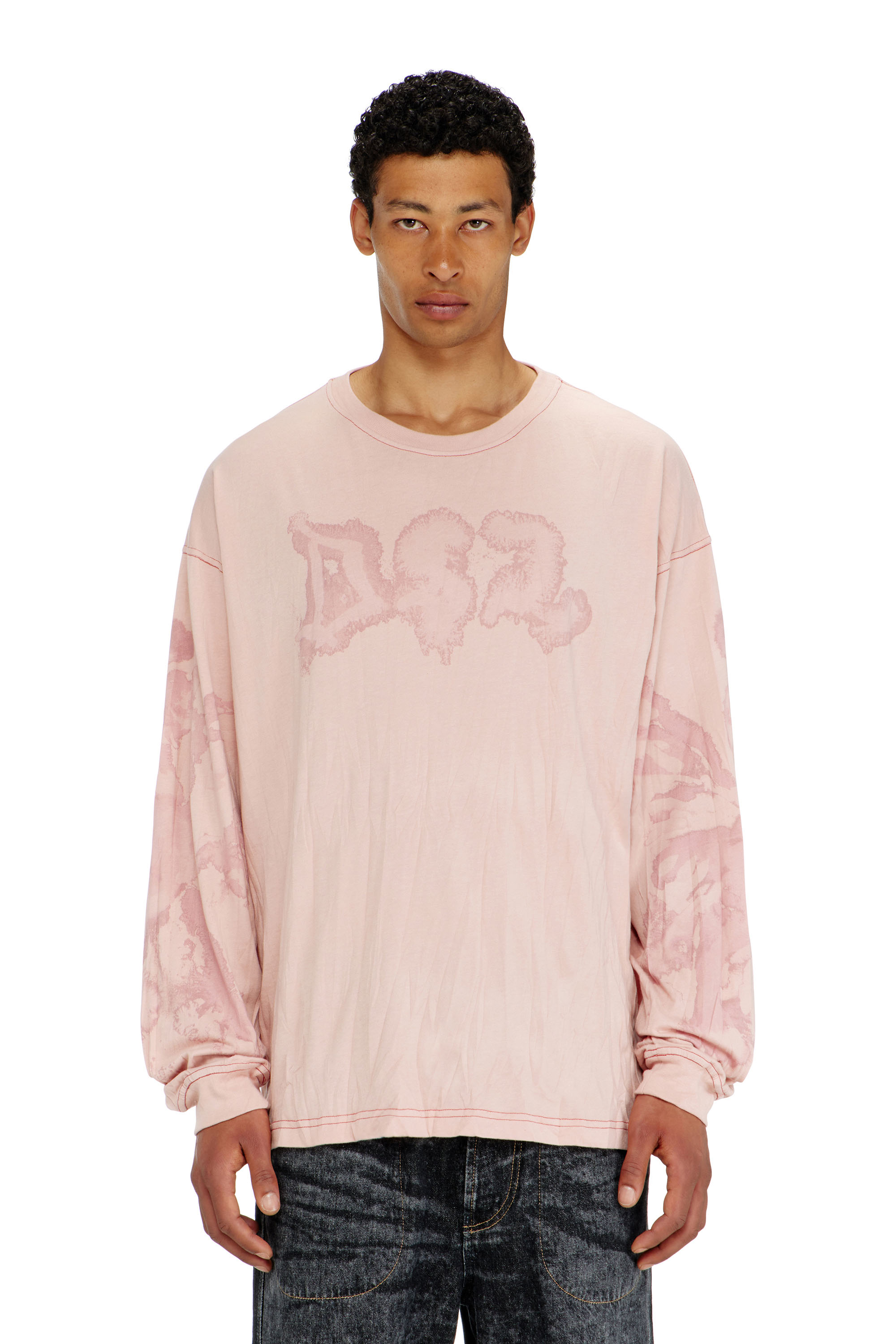 Diesel - T-BOXT-LS-AA4, T-shirt relaxed &agrave; manches longues avec imprim&eacute; tachet&eacute; Homme in ToBeDefined - 1