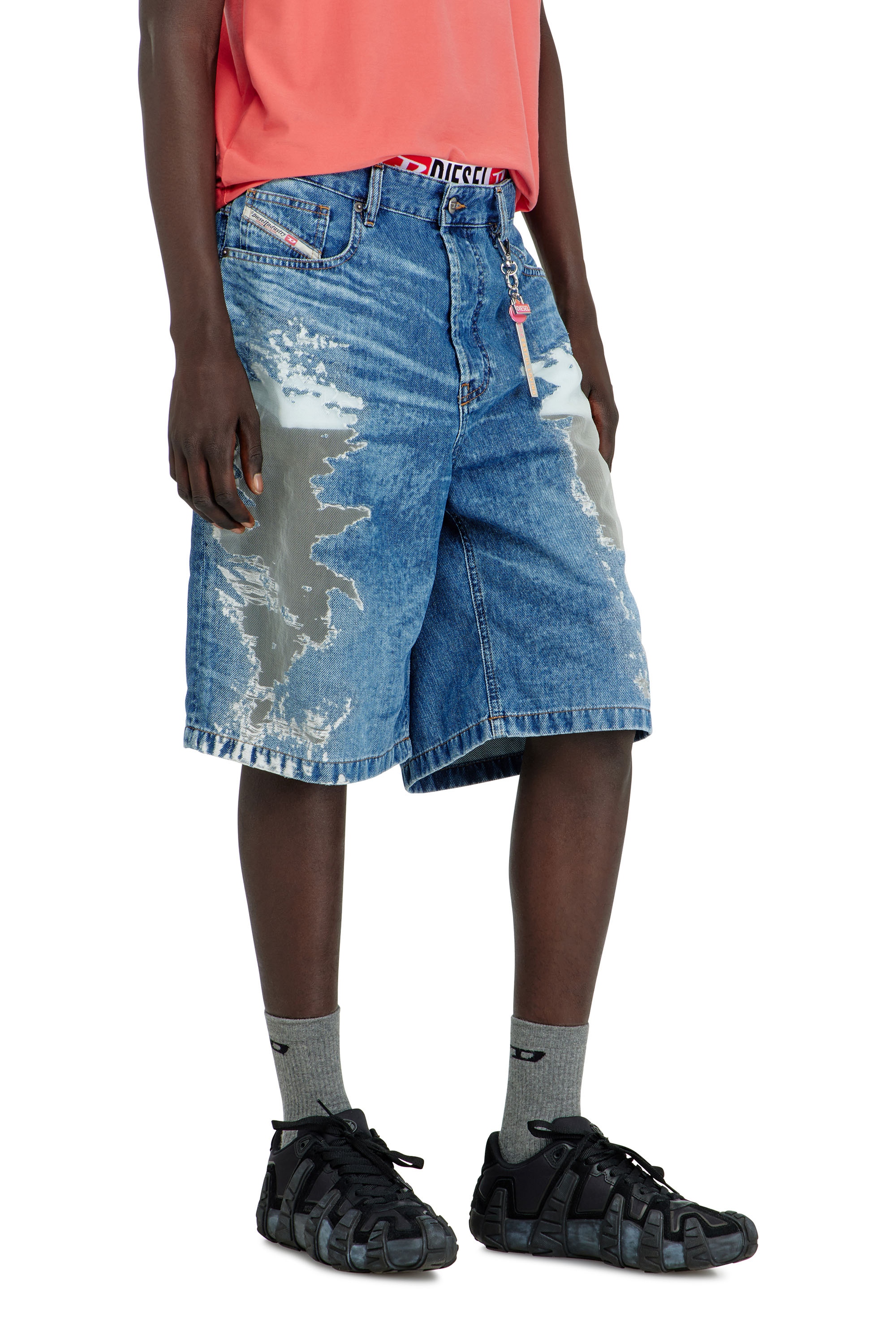 Diesel - PR-DE-SIRE-SHORT, Short en denim devor&eacute; Mixte in Bleu - 4