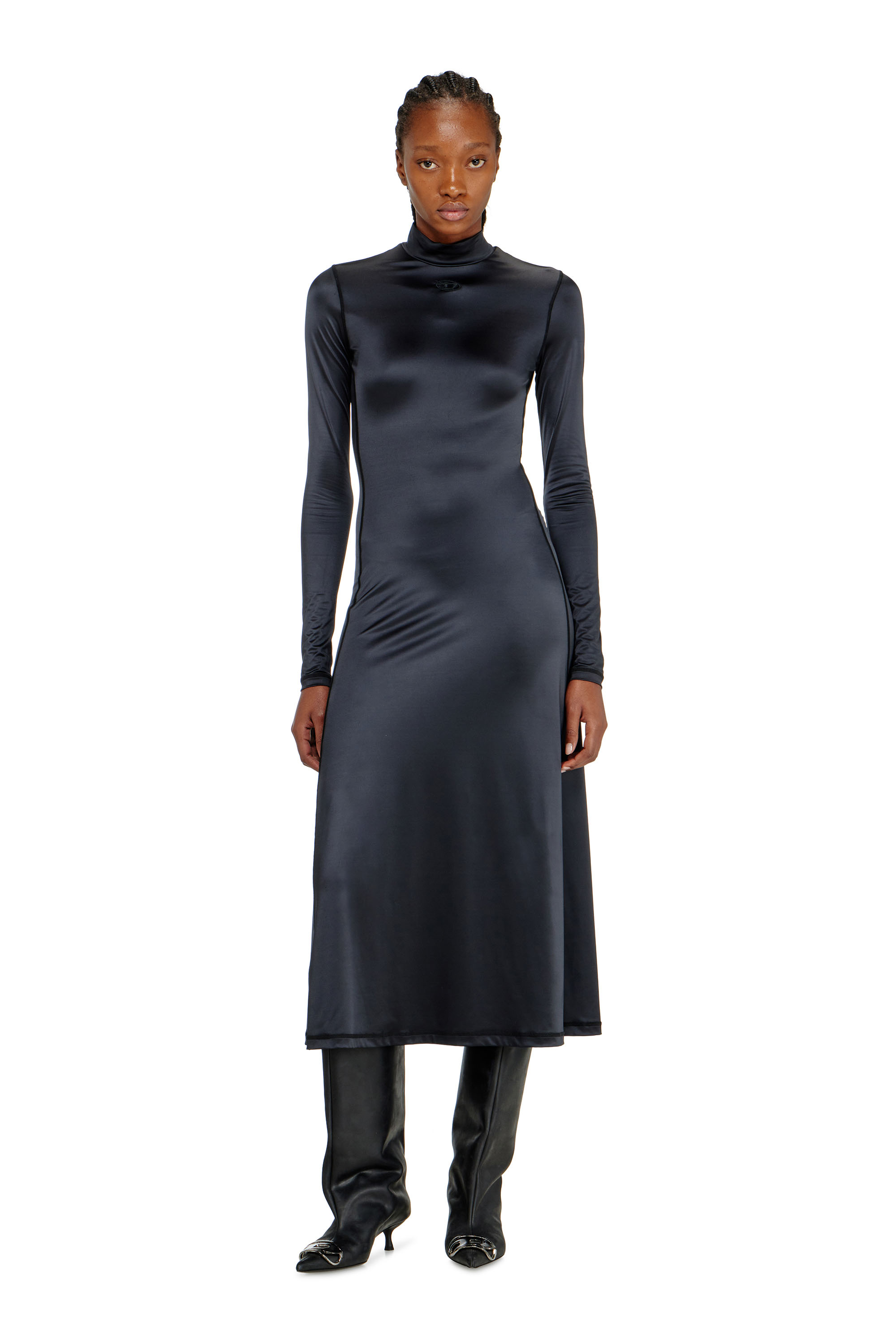 Diesel - D-UNGO, Robe midi fluide &agrave; col montant Femme in Noir - 3