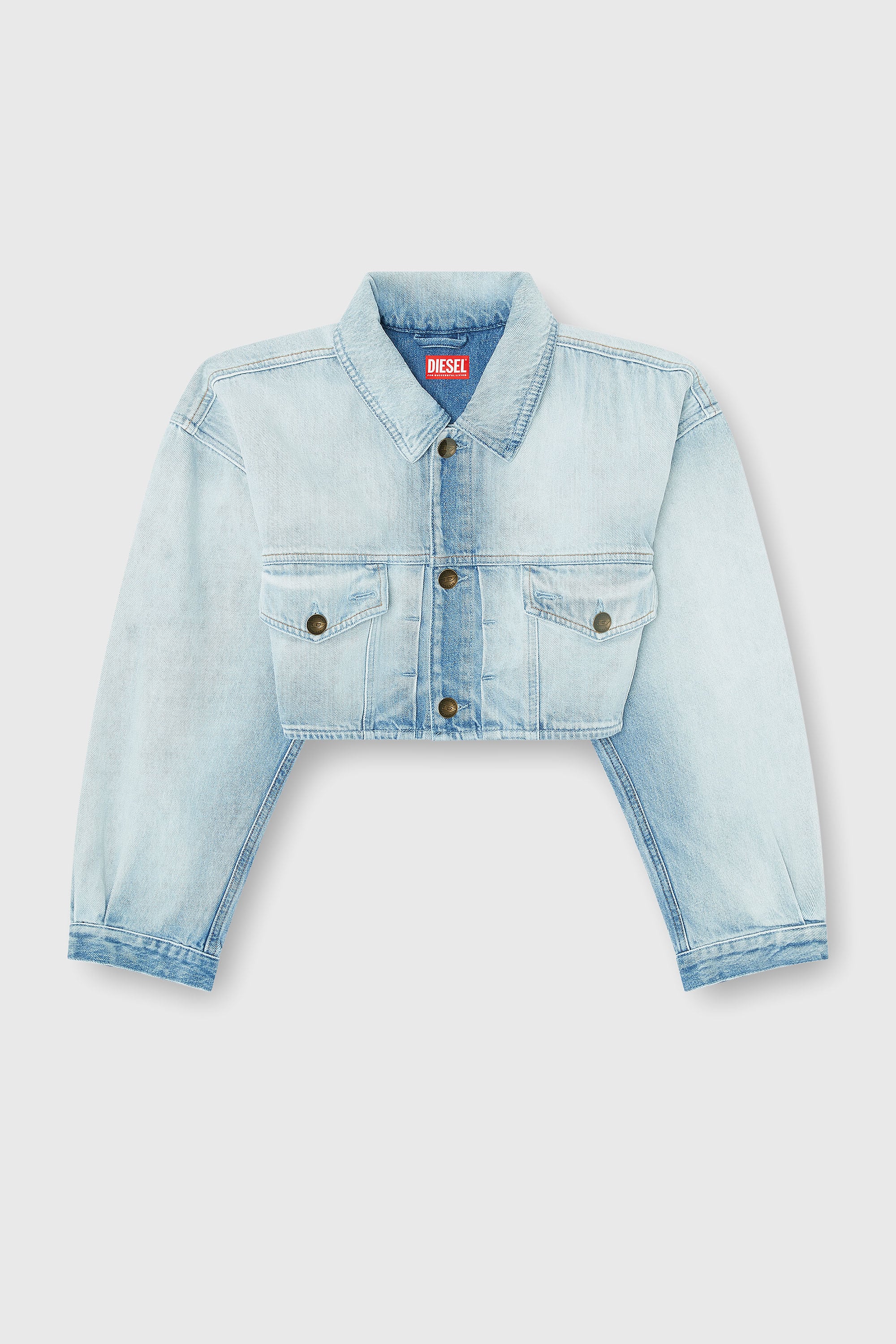 Diesel - DE-MALLEY-S, Veste trucker courte et oversize Femme in Bleu - 2