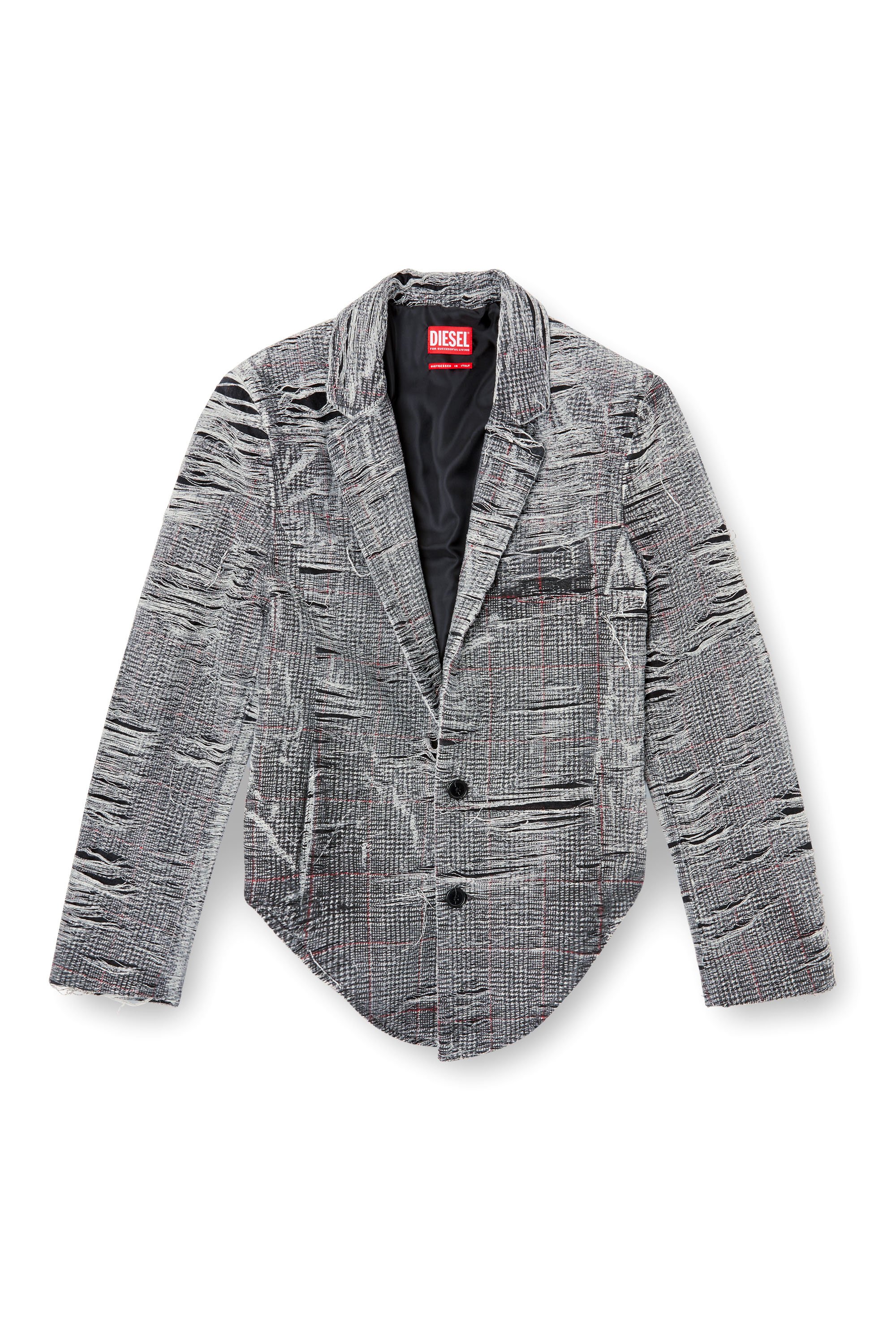 Diesel - DE-PHONIX-FSG, Blazer en denim Prince-de-Galles à effet vieilli Femme in Gris - 3