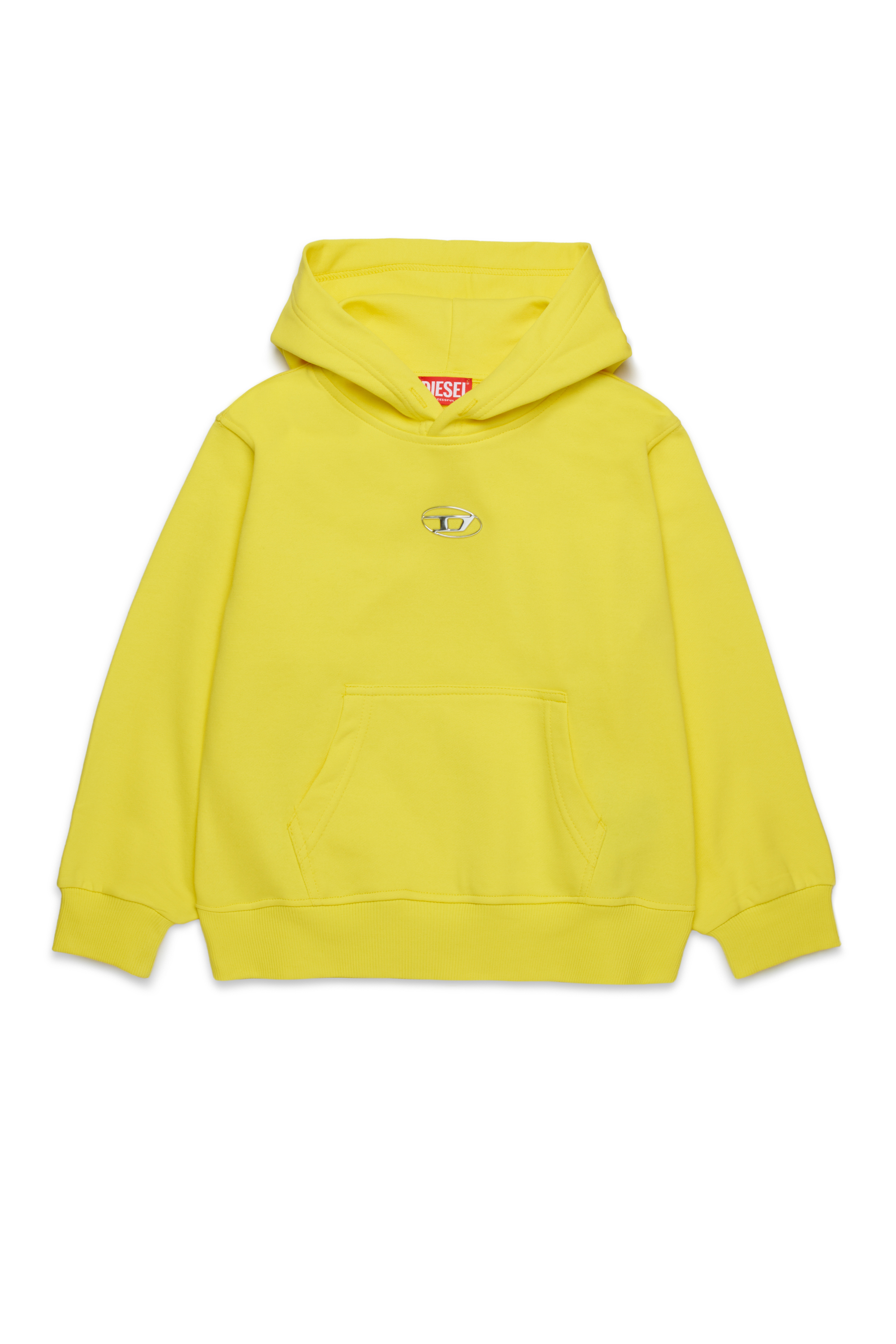 Diesel - SMACSHOODOD OVER, Sweat-shirt à capuche avec logo Oval D effet métal Homme in Jaune - 1