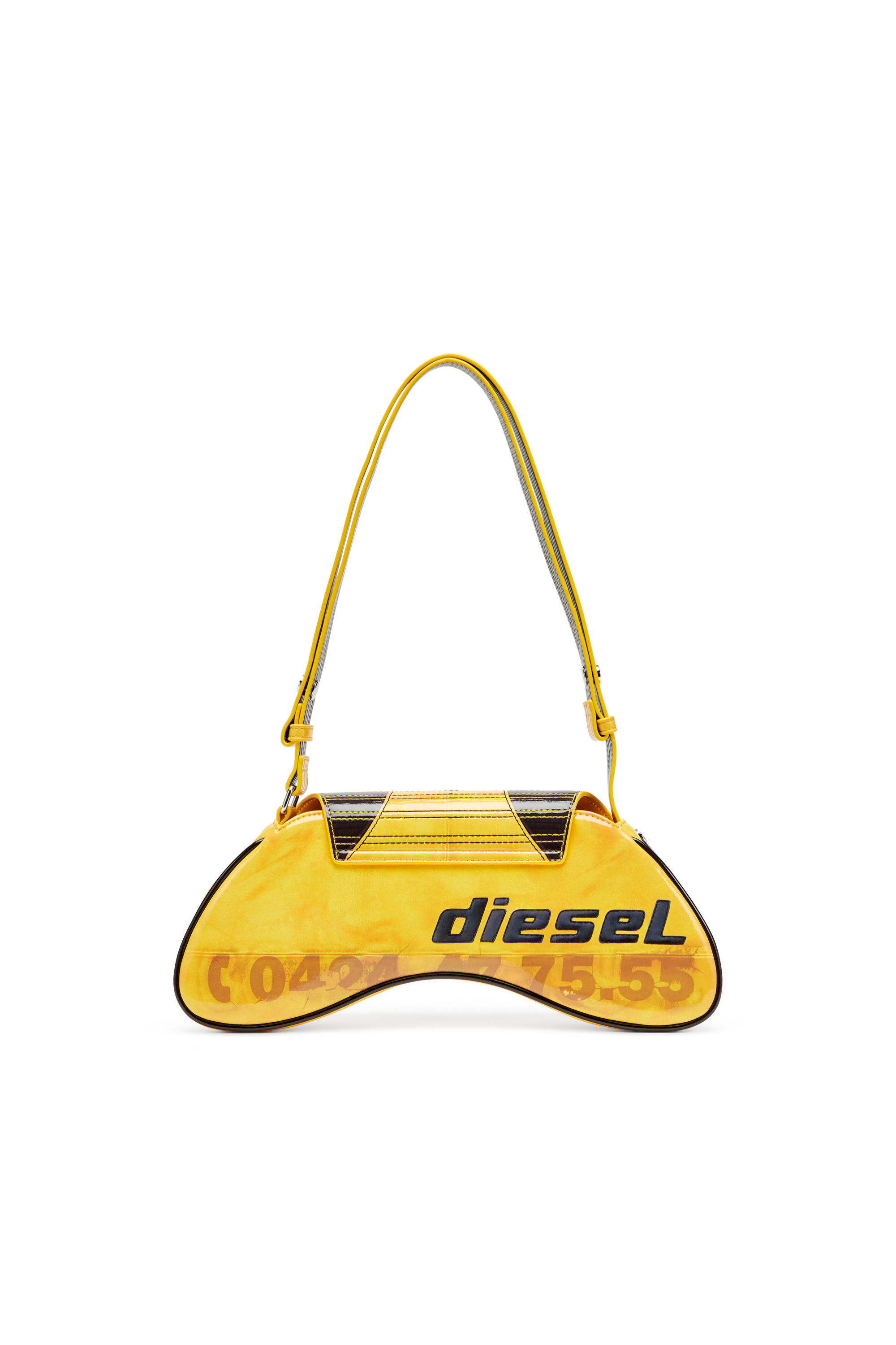 Diesel - PLAY CROSSBODY, Play-Sac en bandoulière brillant avec éléments de motard Femme in Jaune - 2