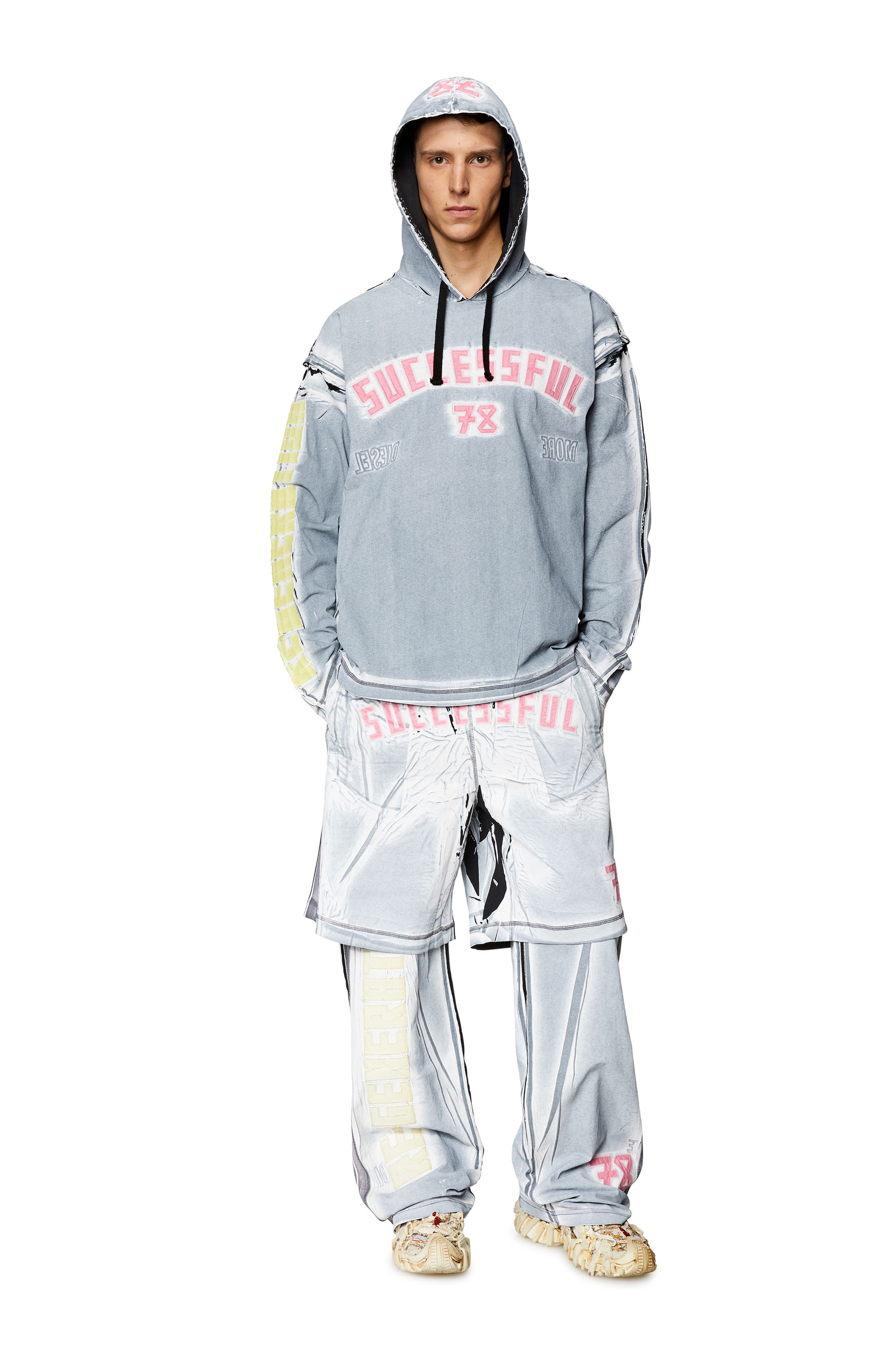 Diesel - T-NABEL-HOOD-LS, Noir/Bleu - Image 2