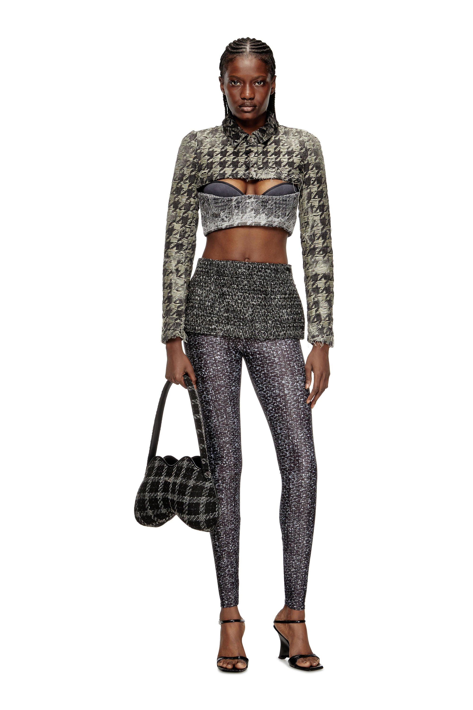 Diesel - P-HOUR, Jupe bouclée avec leggings Femme in Noir - 1