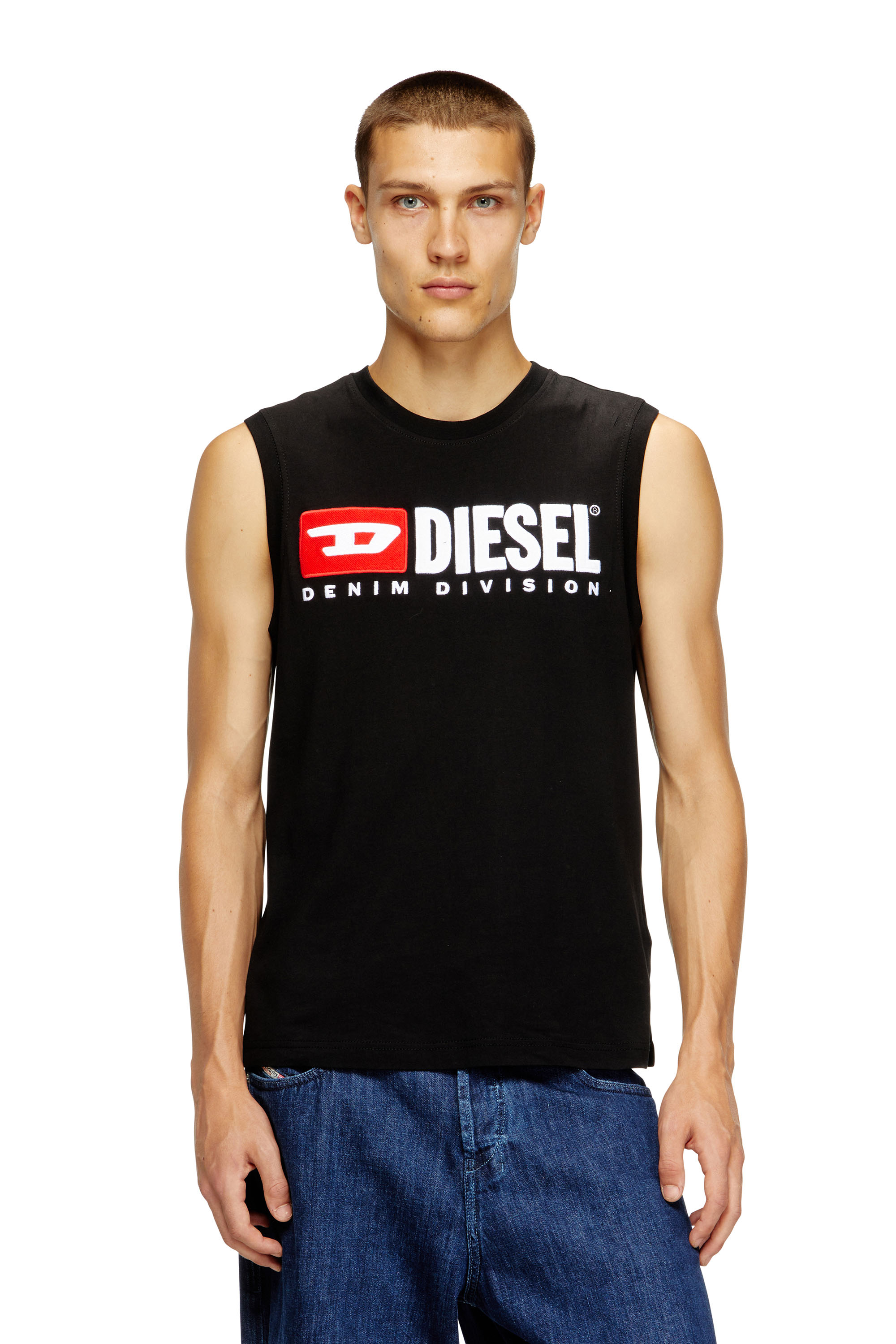 Diesel - T-ISCO-DIV, Débardeur avec logo imprimé sur le devant Homme in Noir - 1