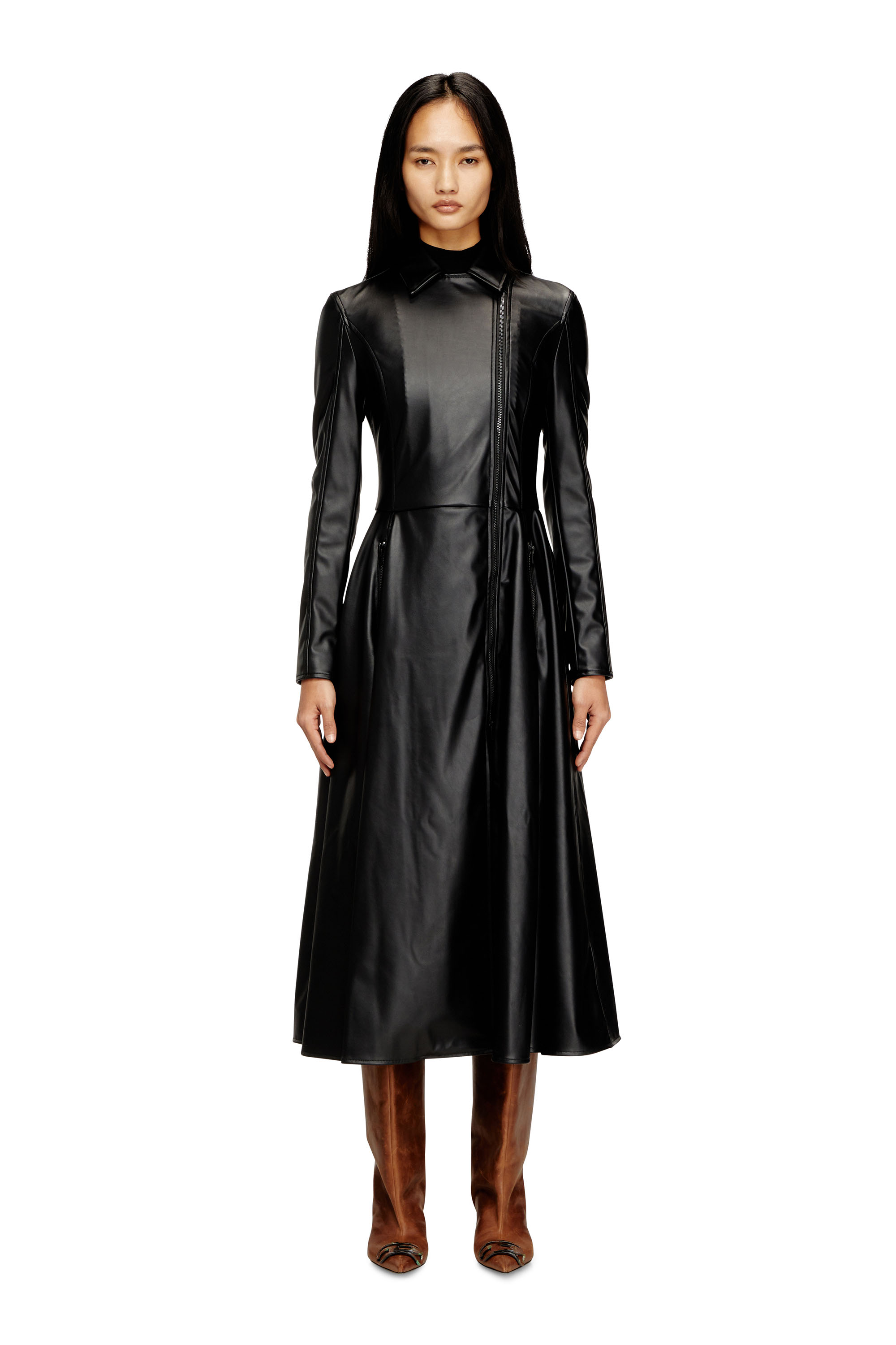 Diesel - D-RAGON, Robe-manteau midi avec détails motard Femme in ToBeDefined - 3