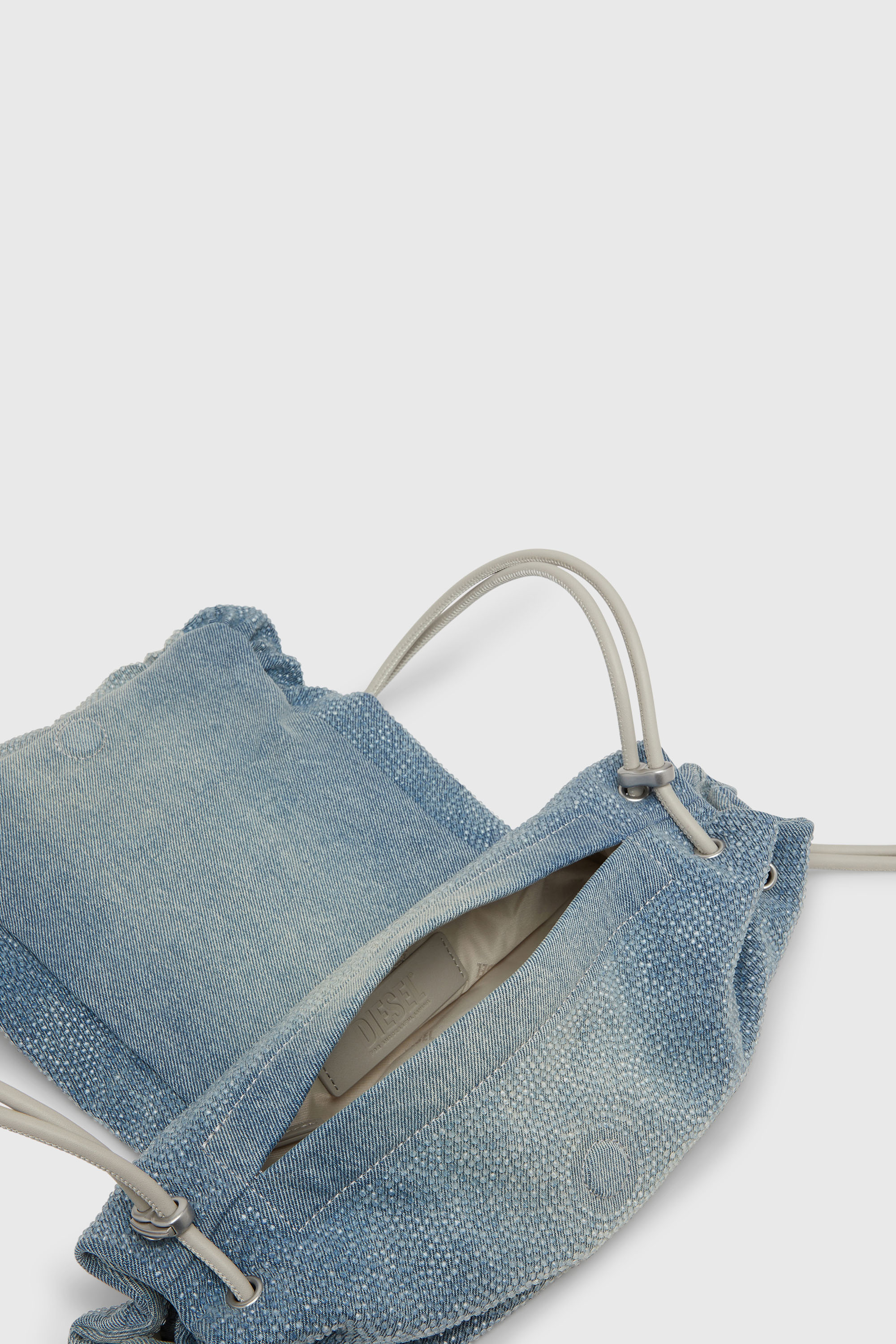 Diesel - SCRUNCH-D SHOULDER S, Scrunch-D - Sac &eacute;paule en denim avec cristaux transparents Femme in Bleu - 4