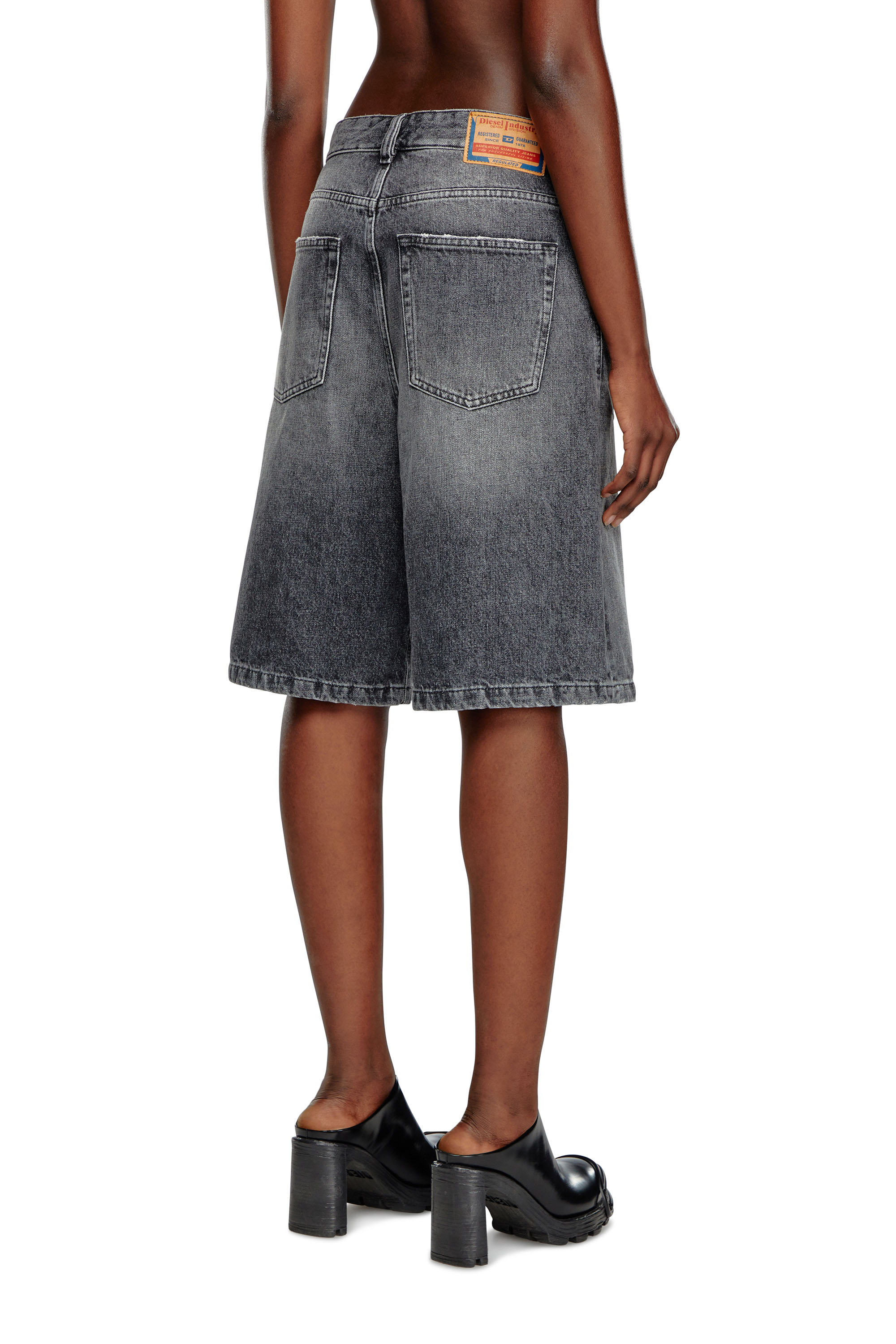 Diesel - DE-SIRE-SHORT, Woman Shorts in clean-wash denim in Black - Image 3