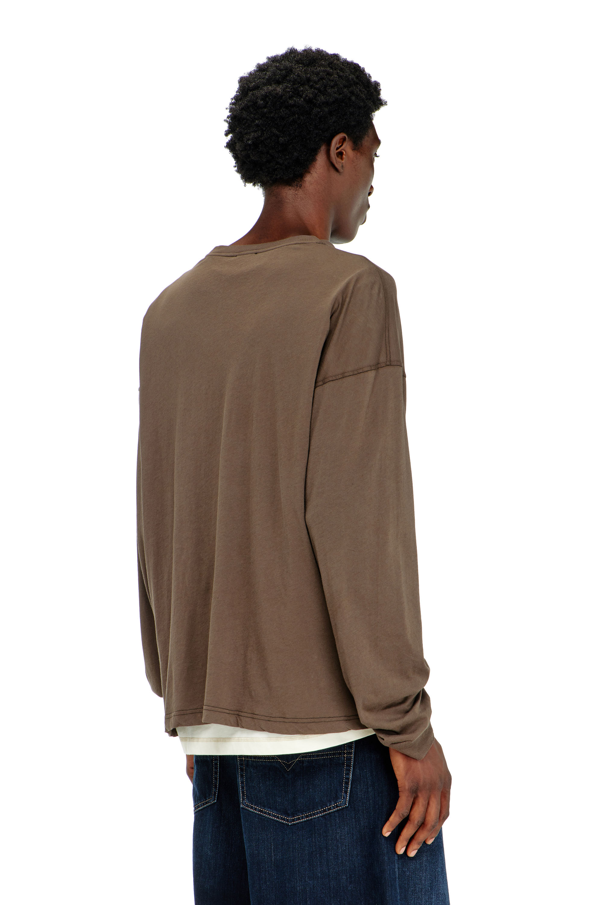 Diesel - T-BOXT-LS-AA1, T-shirt &agrave; manches longues avec motif Phoenix Homme in Marron - 4