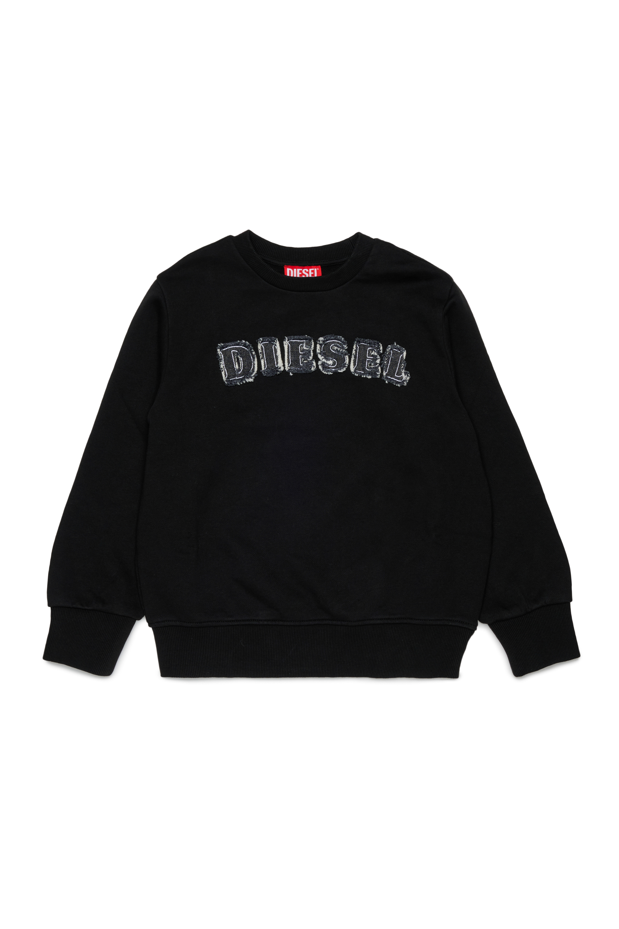 Diesel - SJEANS OVER, Sweatshirt avec lettres de logo effiloch&eacute;es Homme in Noir - 1