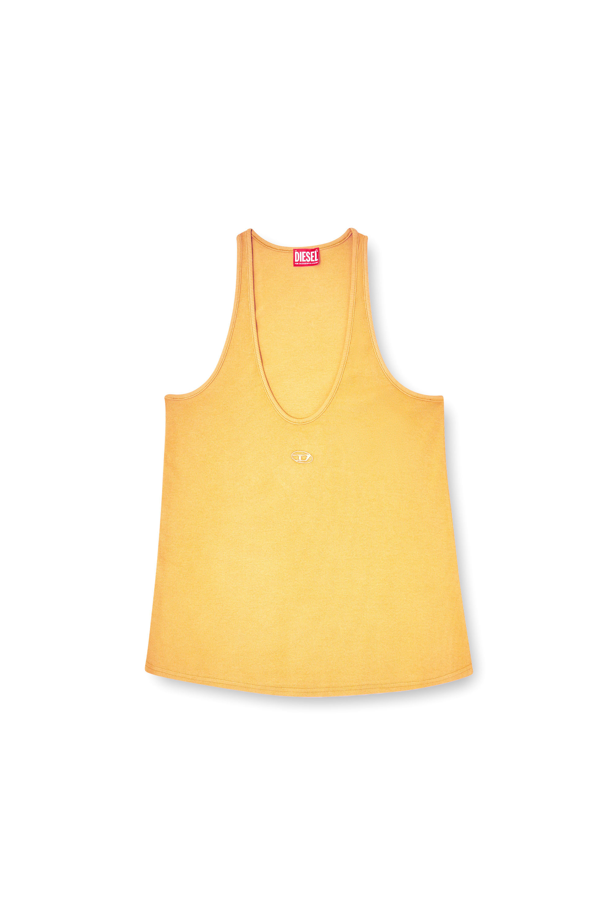 Diesel - T-IPSYA-LKDS, Débardeur côtelé avec Oval D Femme in Orange - 3