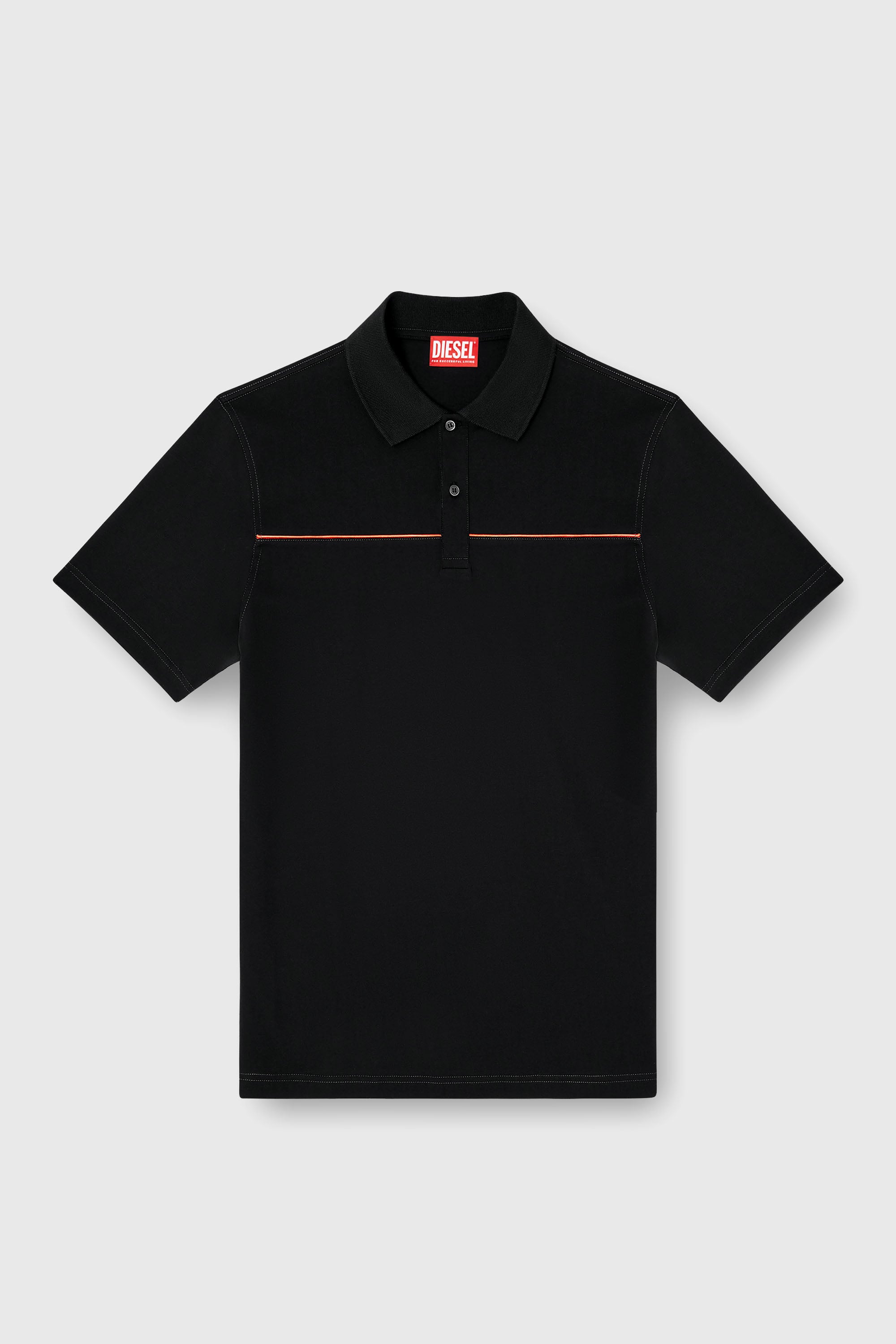Diesel - T-REJUST-PIPING, Polo avec passepoil contrastant Homme in Noir - 2