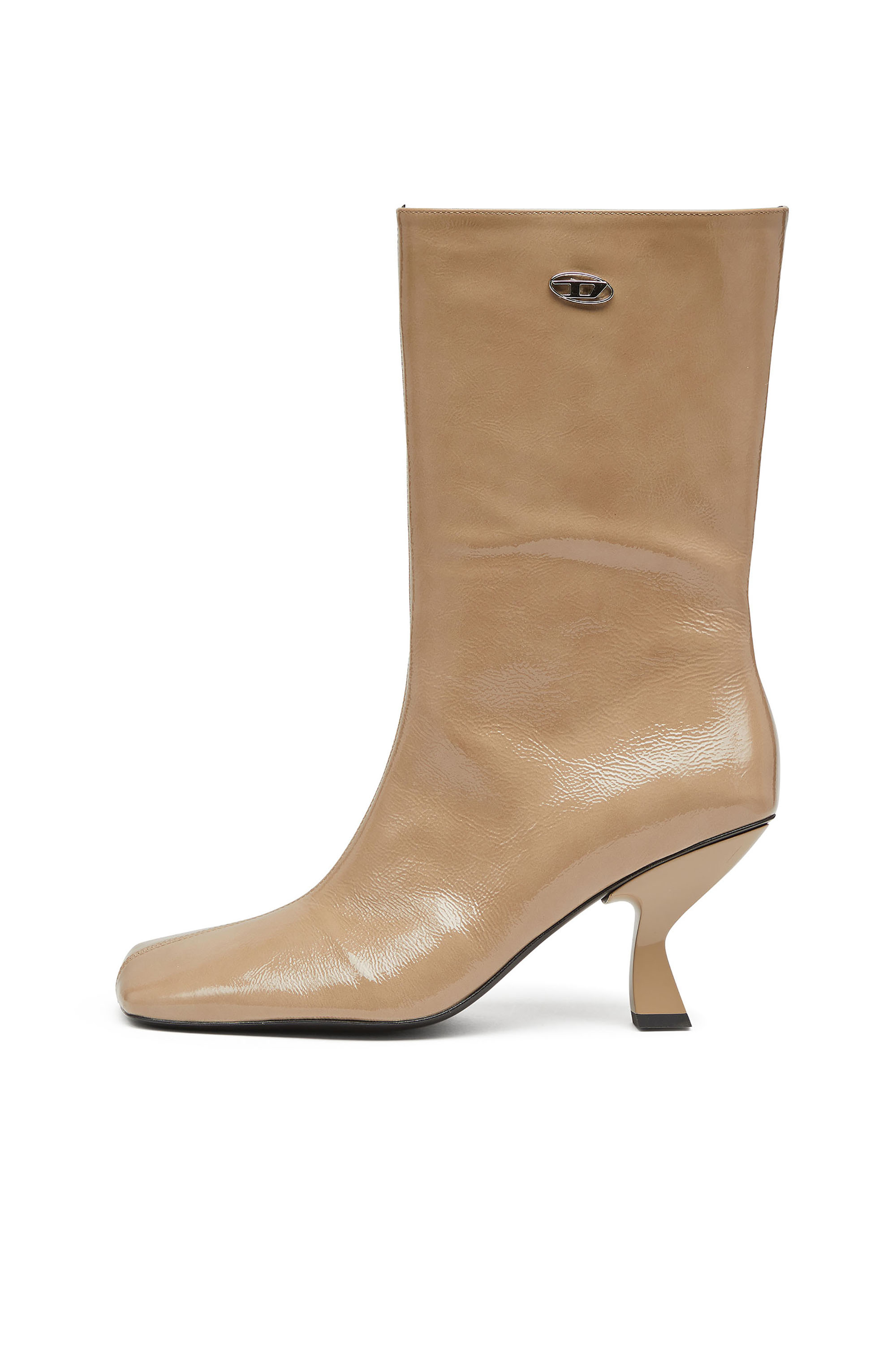 Diesel - D-AMBER TUBE 75, D-Amber-Bottes à cheville à bout carré couleur avec effet naplak Femme in Beige - 2