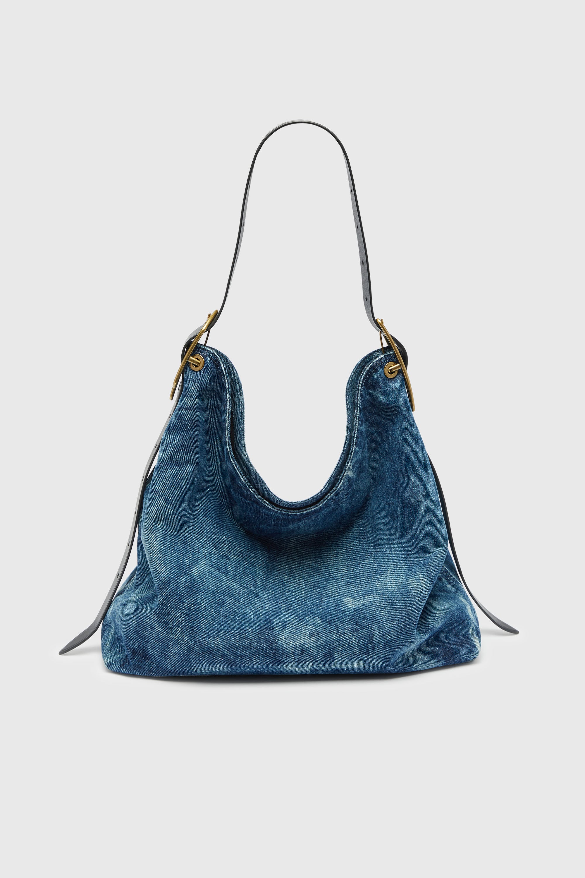 Diesel - D-LINE HOBO L, D-Line-Sac hobo en denim Femme in Bleu - 2