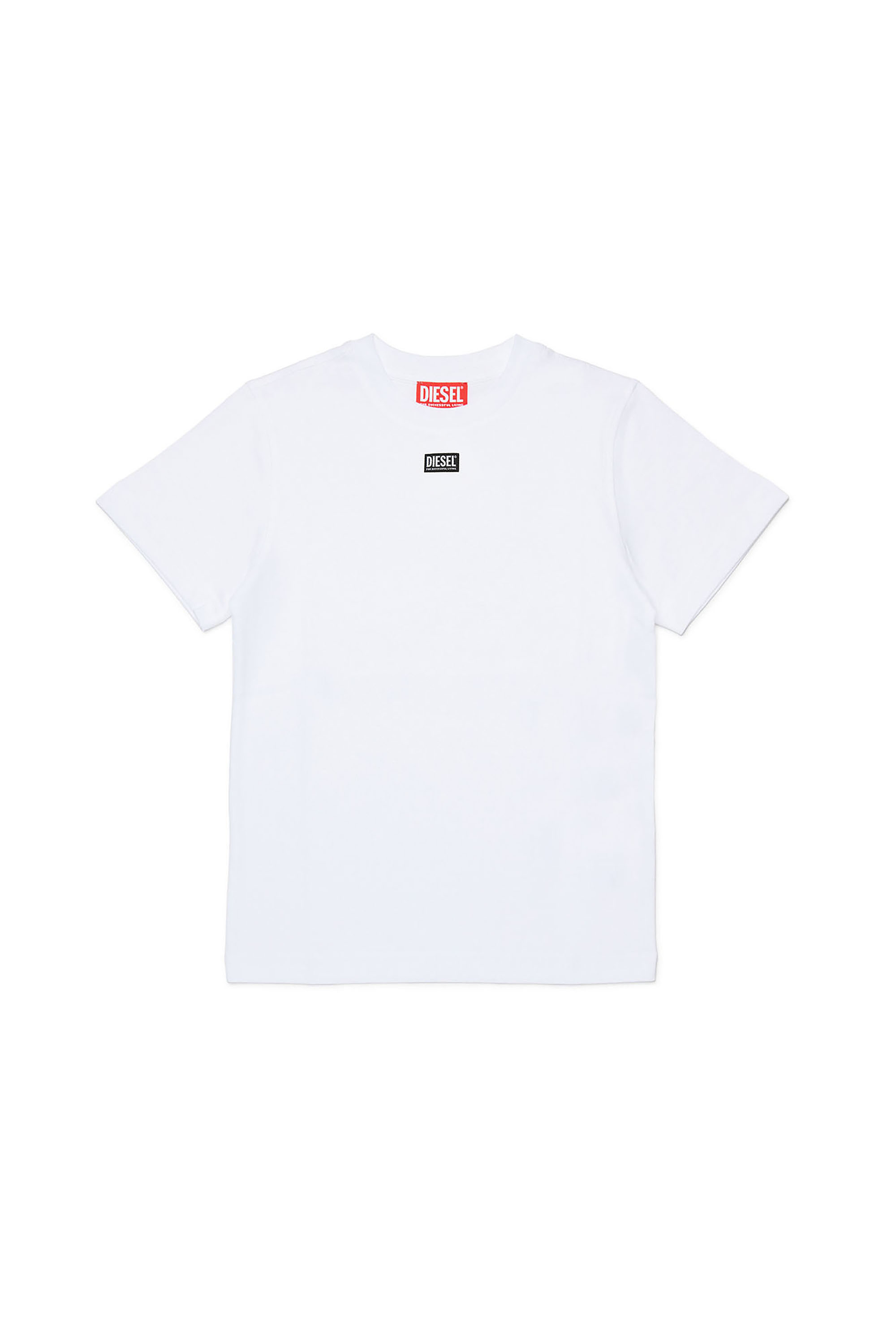 Diesel - TJUSTR7, T-shirt en coton avec petit logo Biscotto Homme in Blanc - 1