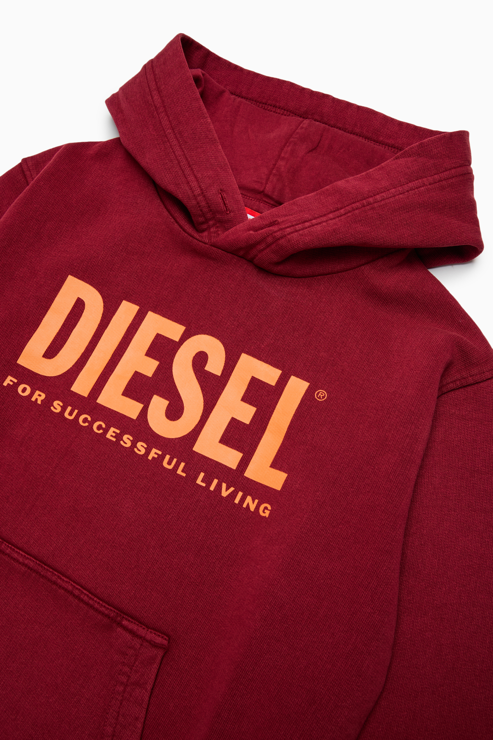 Diesel - STISEL OVER, Sweat &agrave; capuche avec maxi logo imprim&eacute; Homme in Rouge - 3
