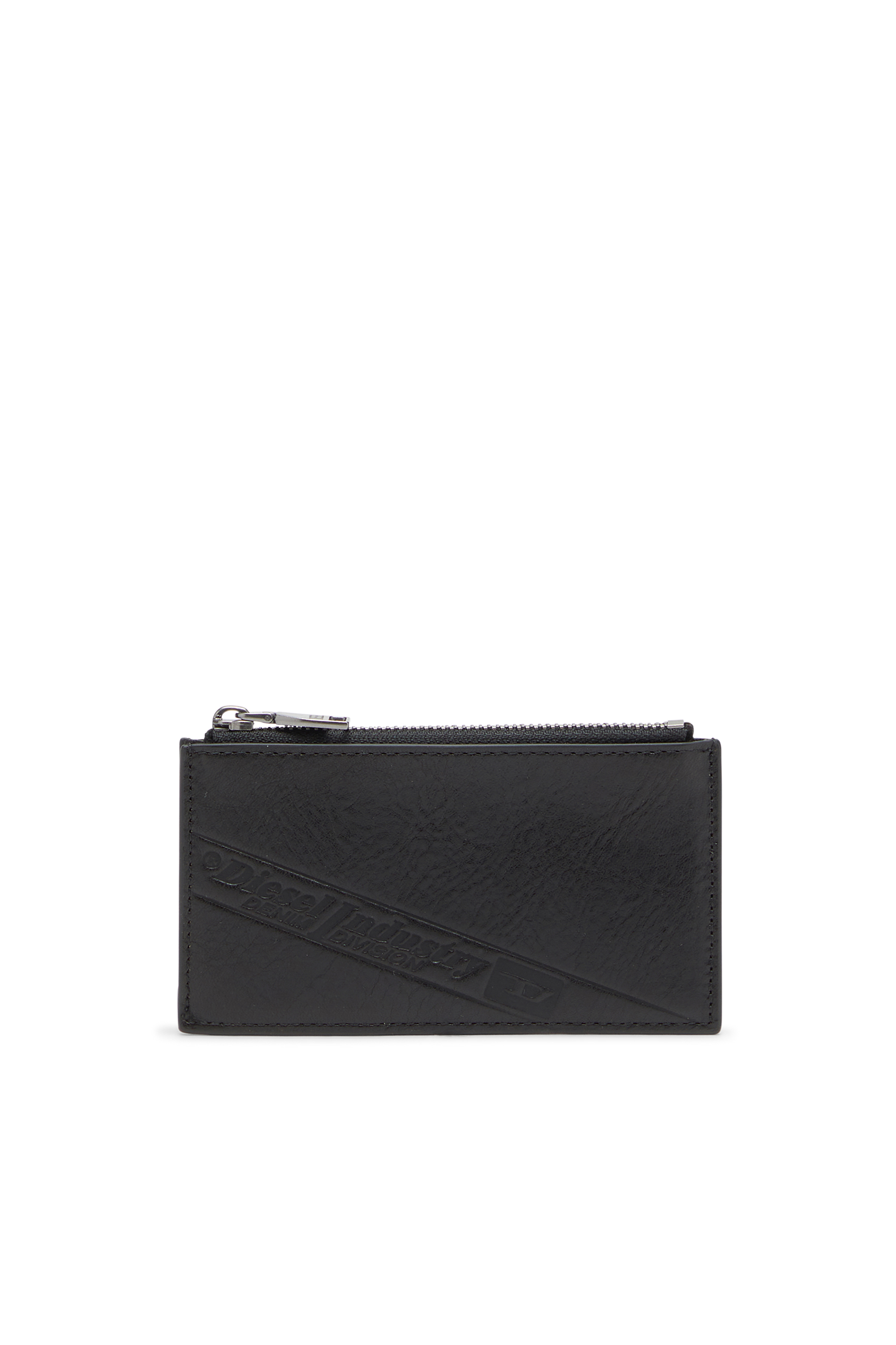 Diesel - FLAG-D CARD HOLDER III, Porte-cartes en cuir avec fermeture éclair Homme in Noir - 1