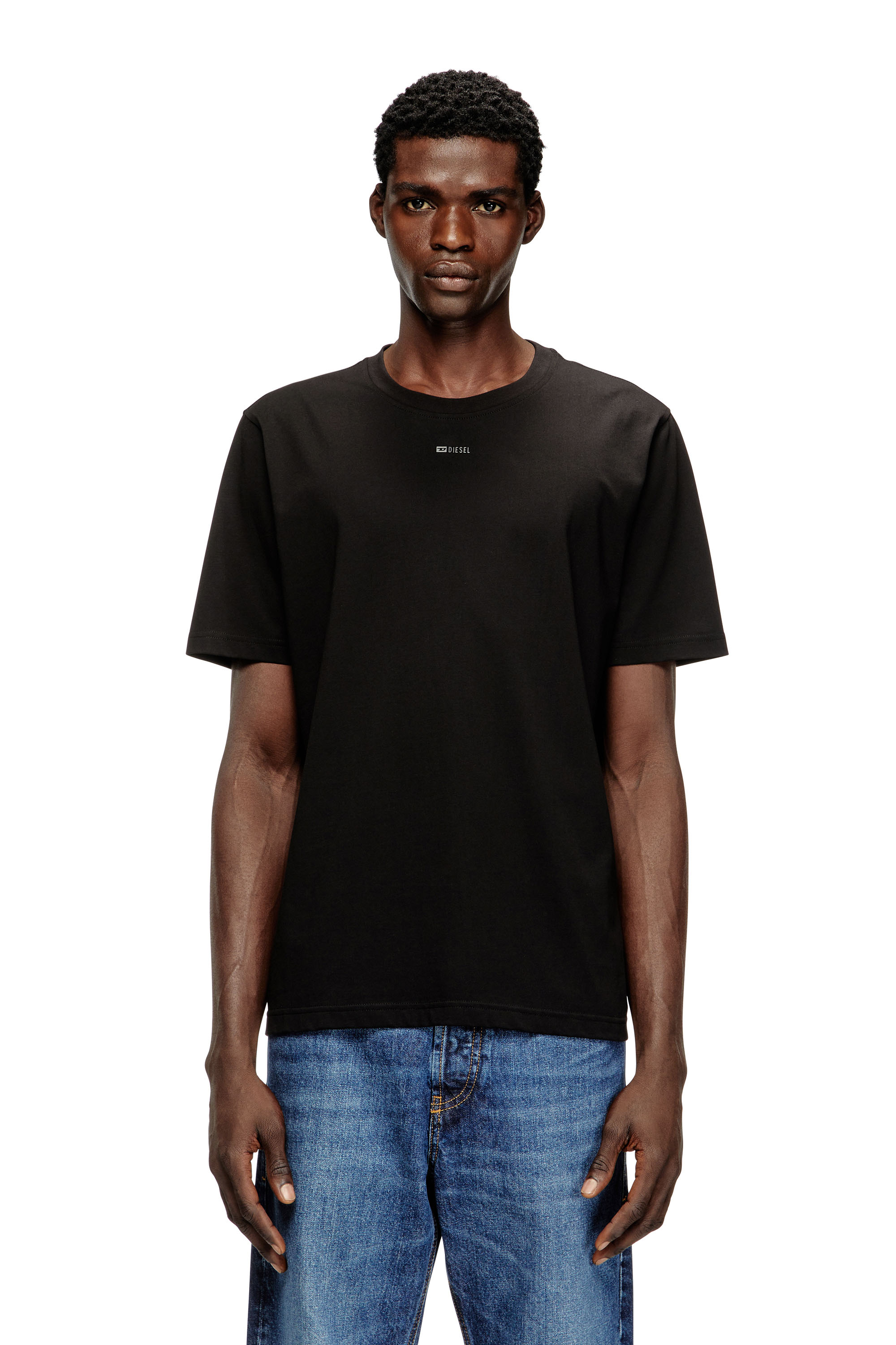 Diesel - T-ADJUST-V6, T-shirt avec micro logo métallique Homme in Noir - 1