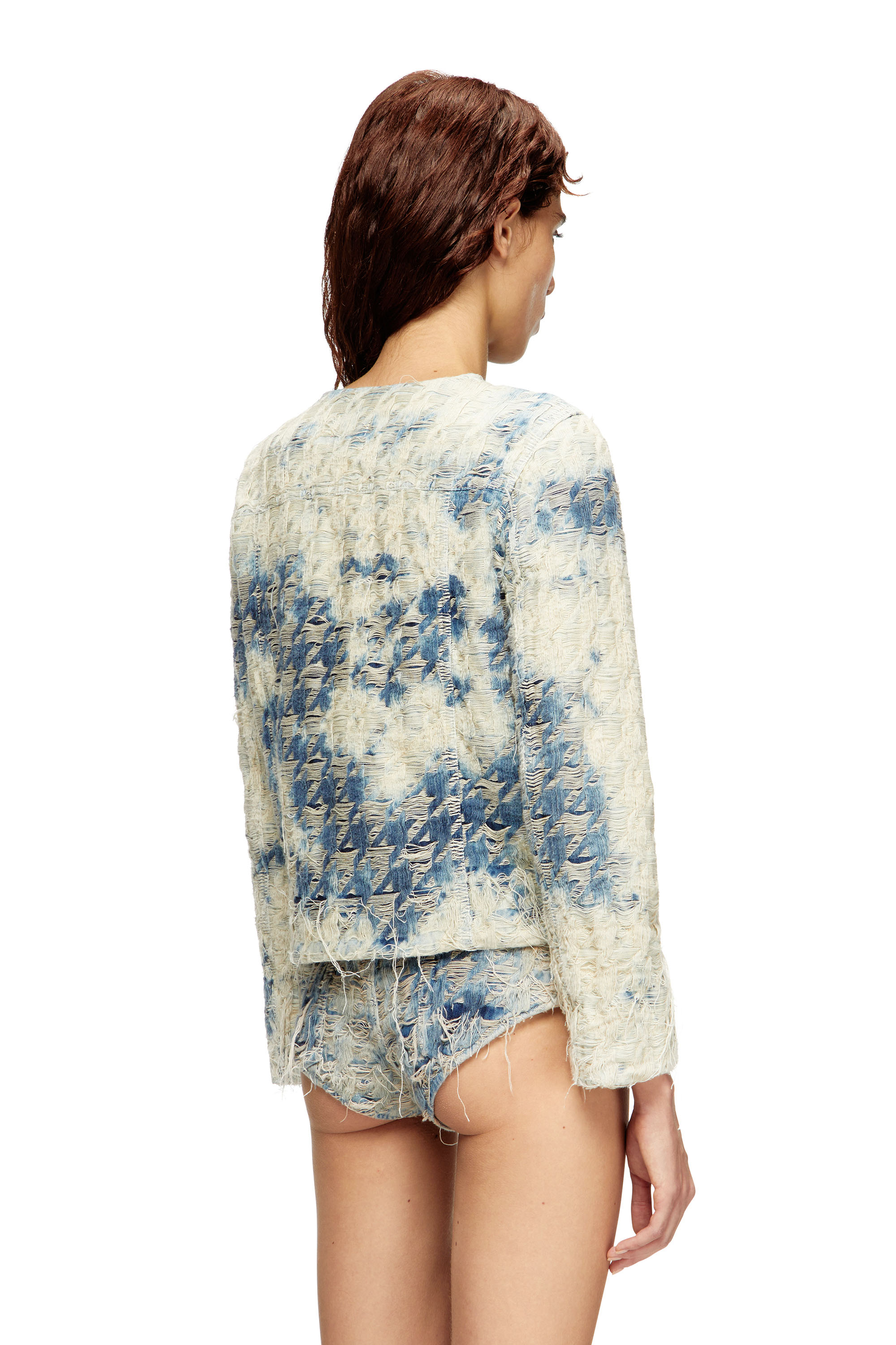 Diesel - DE-GRAFY-FSH, Veste en denim tissé pied-de-poule Femme in Polychrome - 4