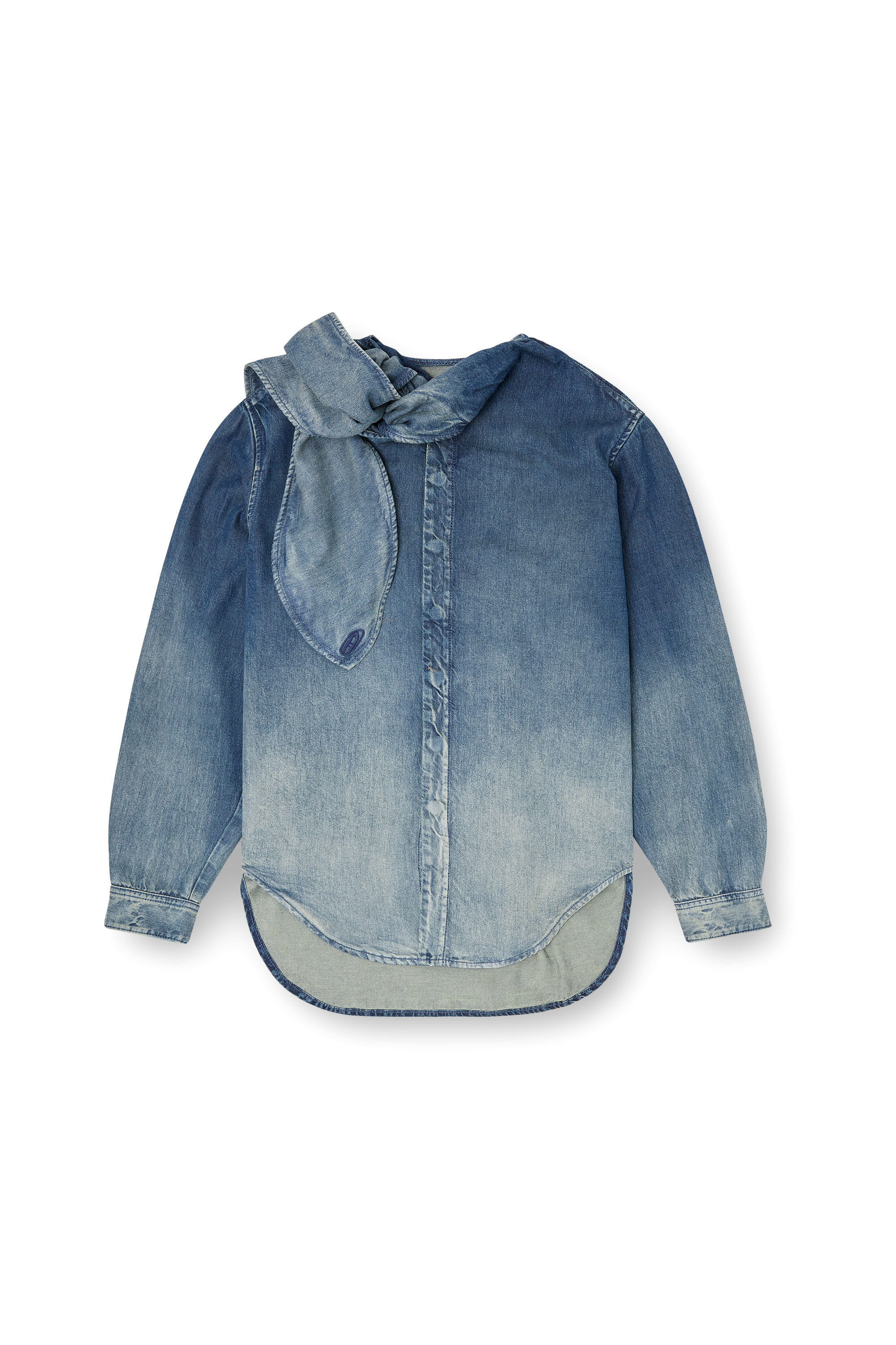 Diesel - DE-NANCY-S, Chemisier en denim fluide vieilli au laser Femme in Bleu - 2