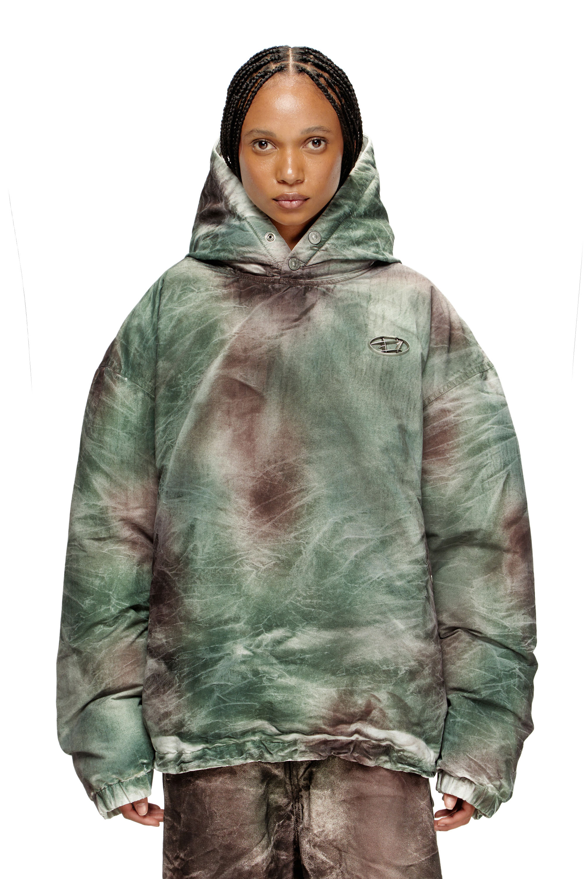 Diesel - W-THUG-JKT-PUFFY, Veste à capuche bouffante en nylon camouflage Mixte in Polychrome - 1