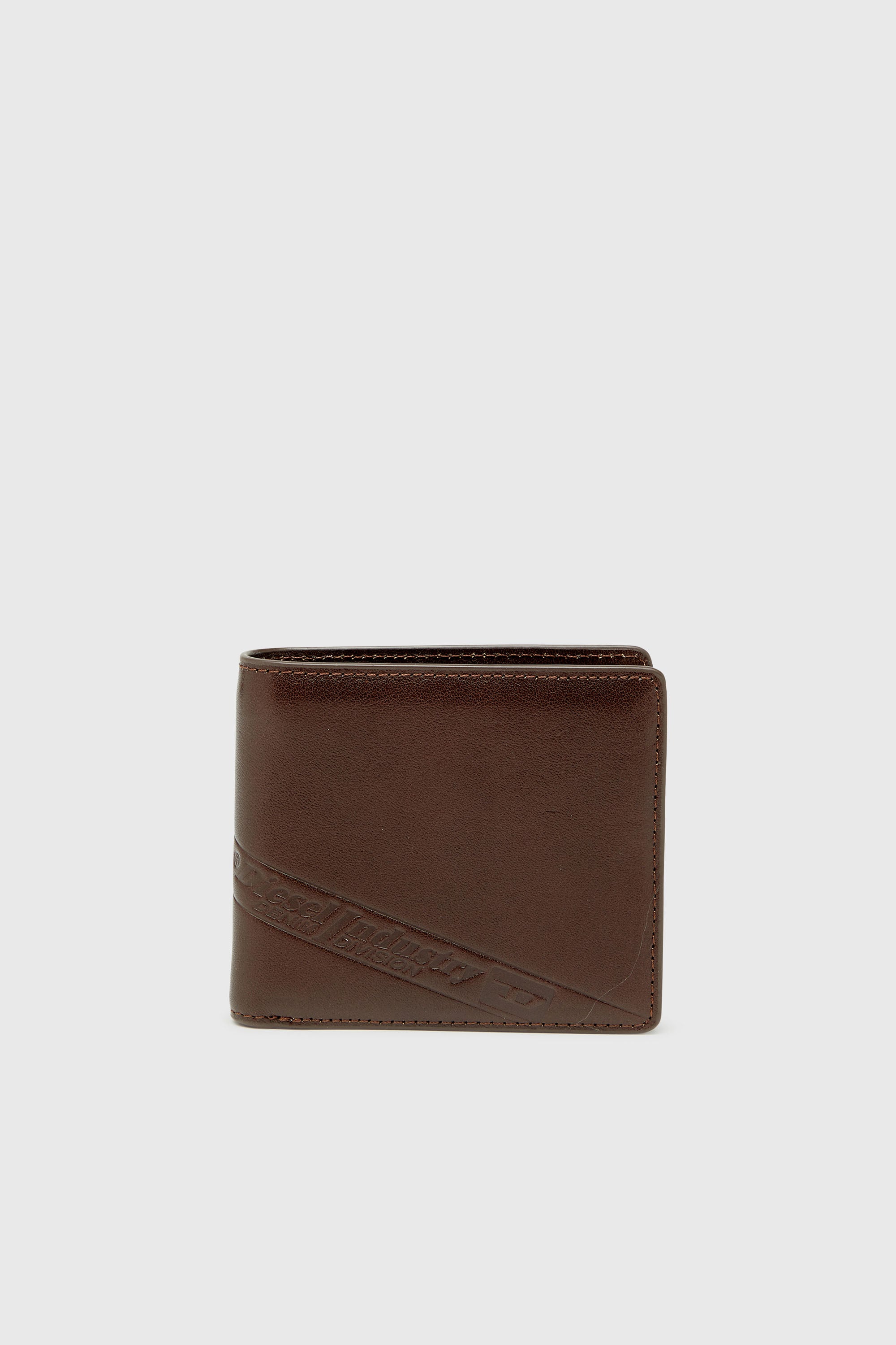 Diesel - FLAG-D BI-FOLD COIN S 3D, Portefeuille en cuir pliable avec logo emboss&eacute; Homme in Marron - 1
