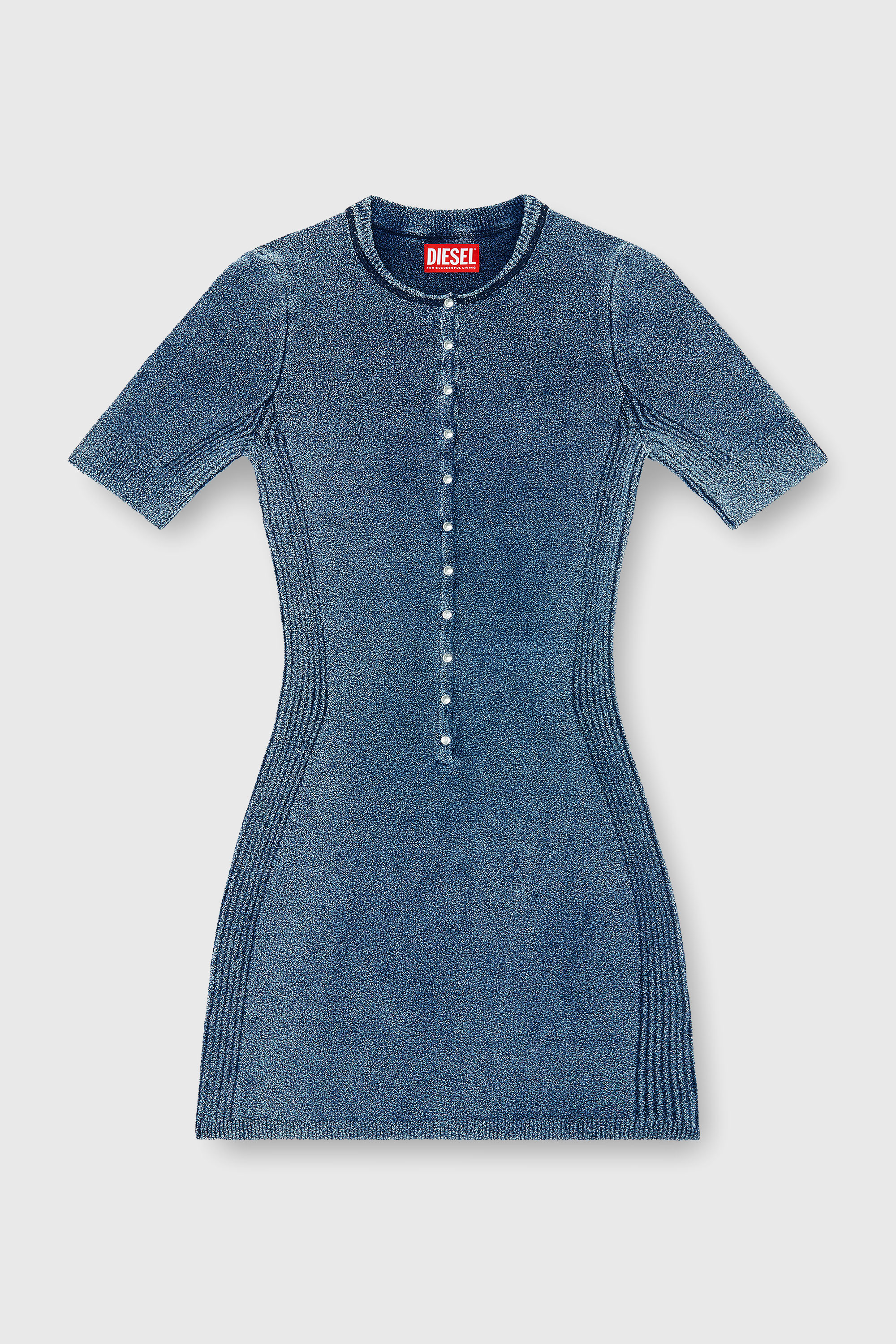 Diesel - M-ESTEE DRESS, Robe courte en maille boucl&eacute; indigo Femme in Bleu - 1