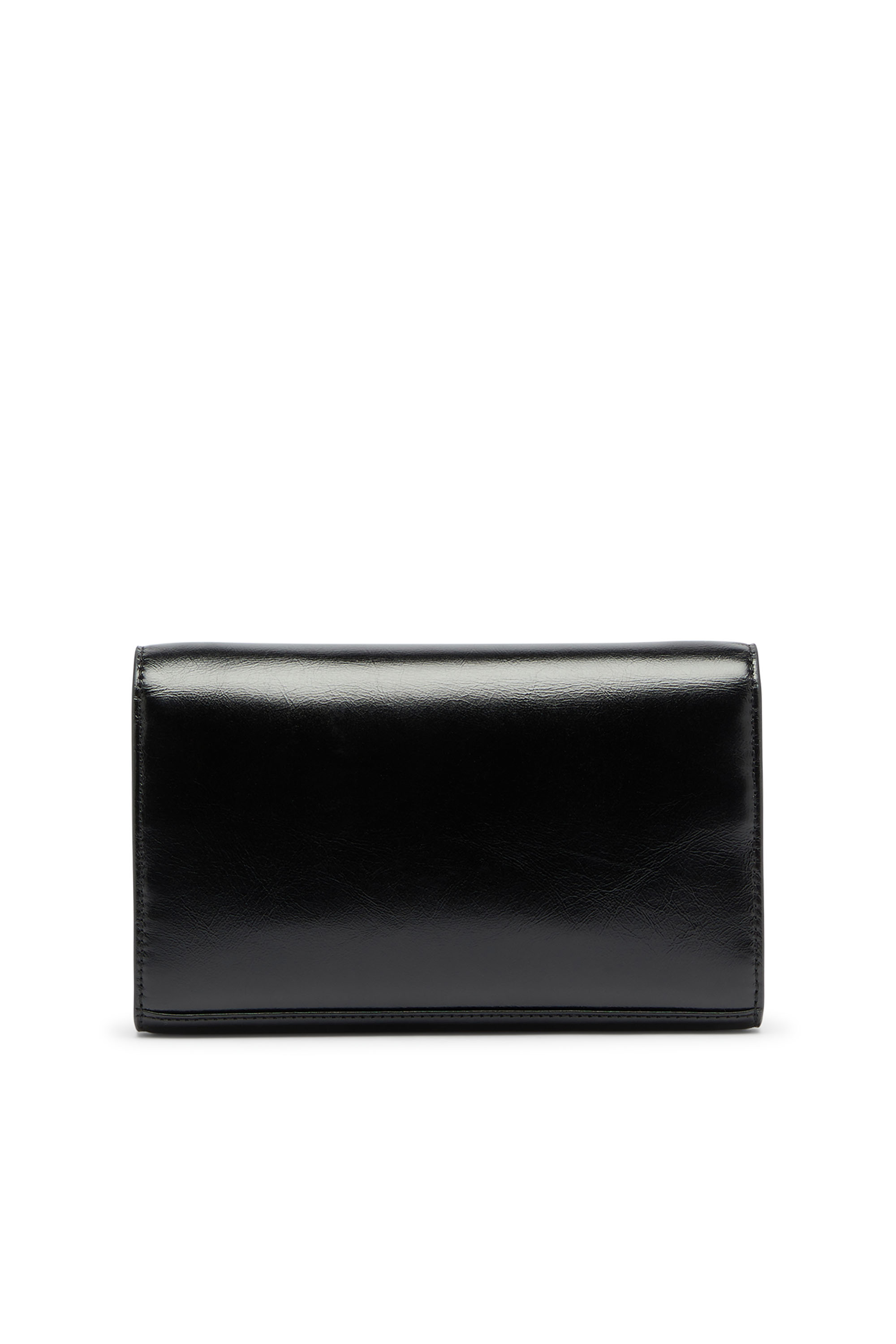 Diesel - D-ENVELOP WALLET ON CHAIN, Portefeuille en cuir brillant effet froiss&eacute; Femme in Noir - 2