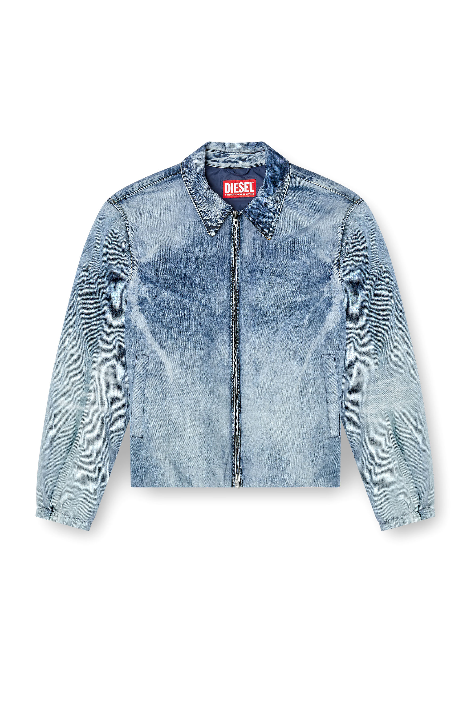 Diesel - J-ACT, Veste en nylon effet denim Homme in Bleu - 3