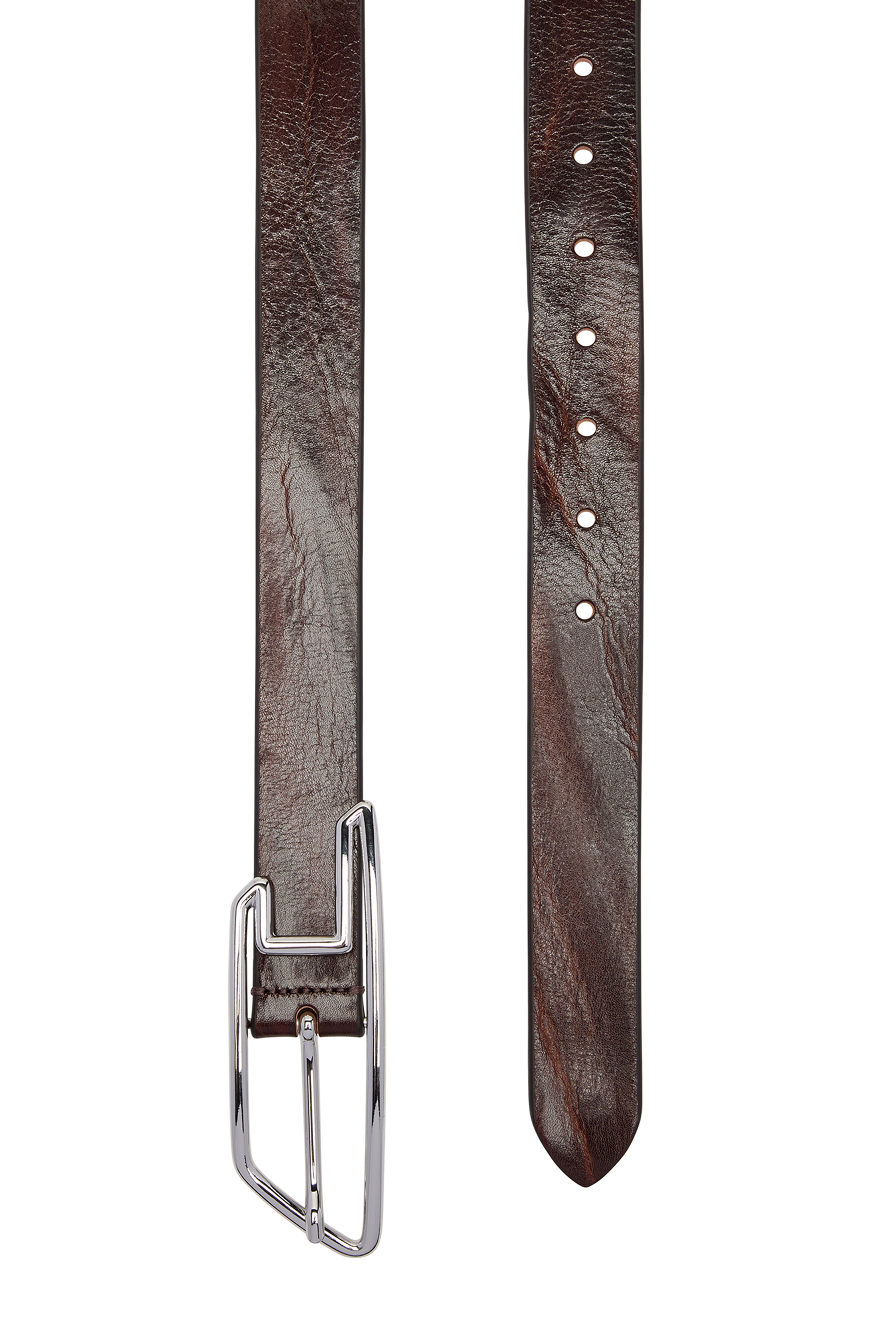 Diesel - B-D LINE 30, Ceinture en cuir cir&eacute; de 3 cm avec boucle D-logo Mixte in Marron - 3