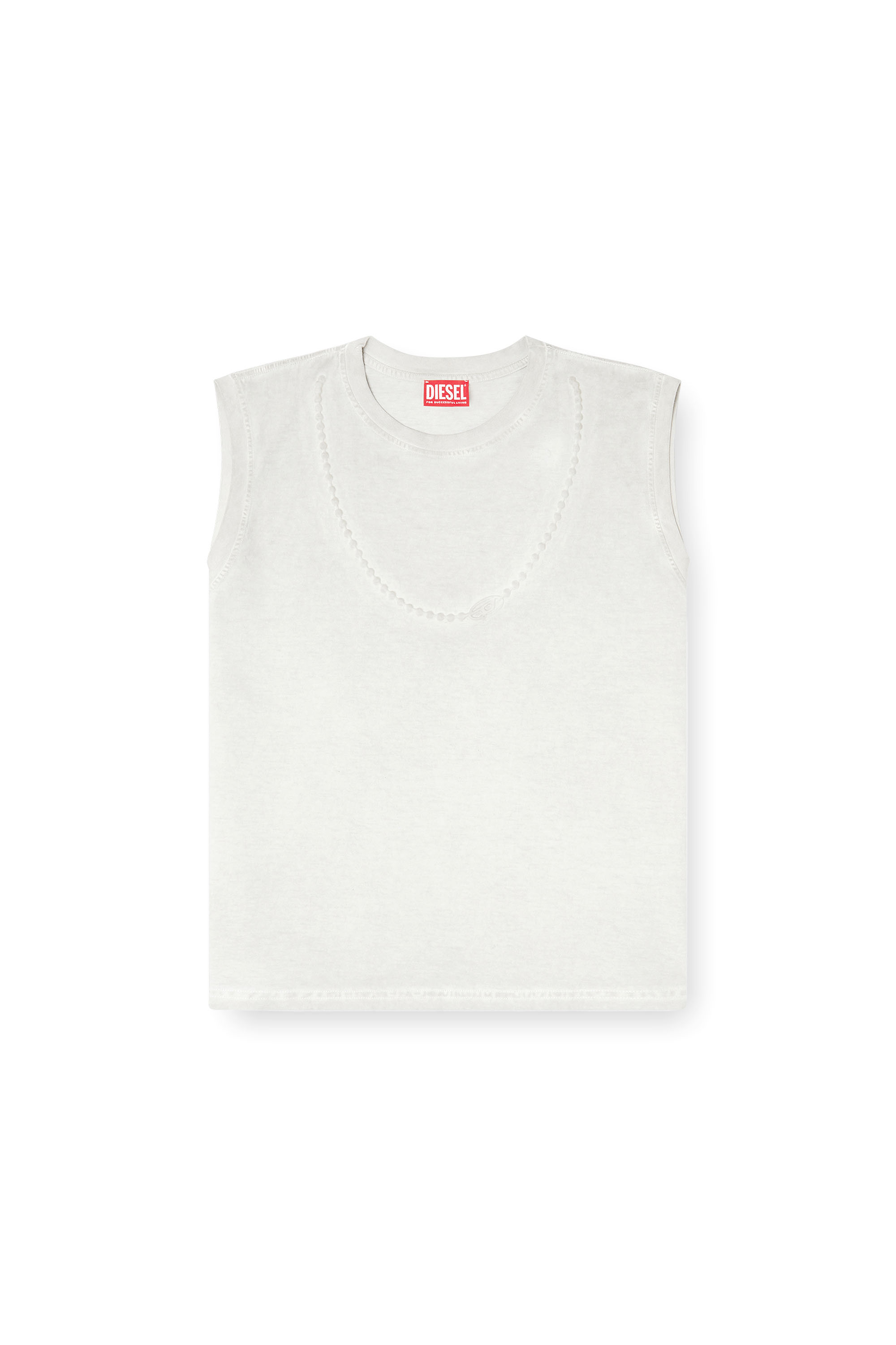 Diesel - T-EMBEJ, T-shirt sans manches avec chaîne embossée Femme in Blanc - 3