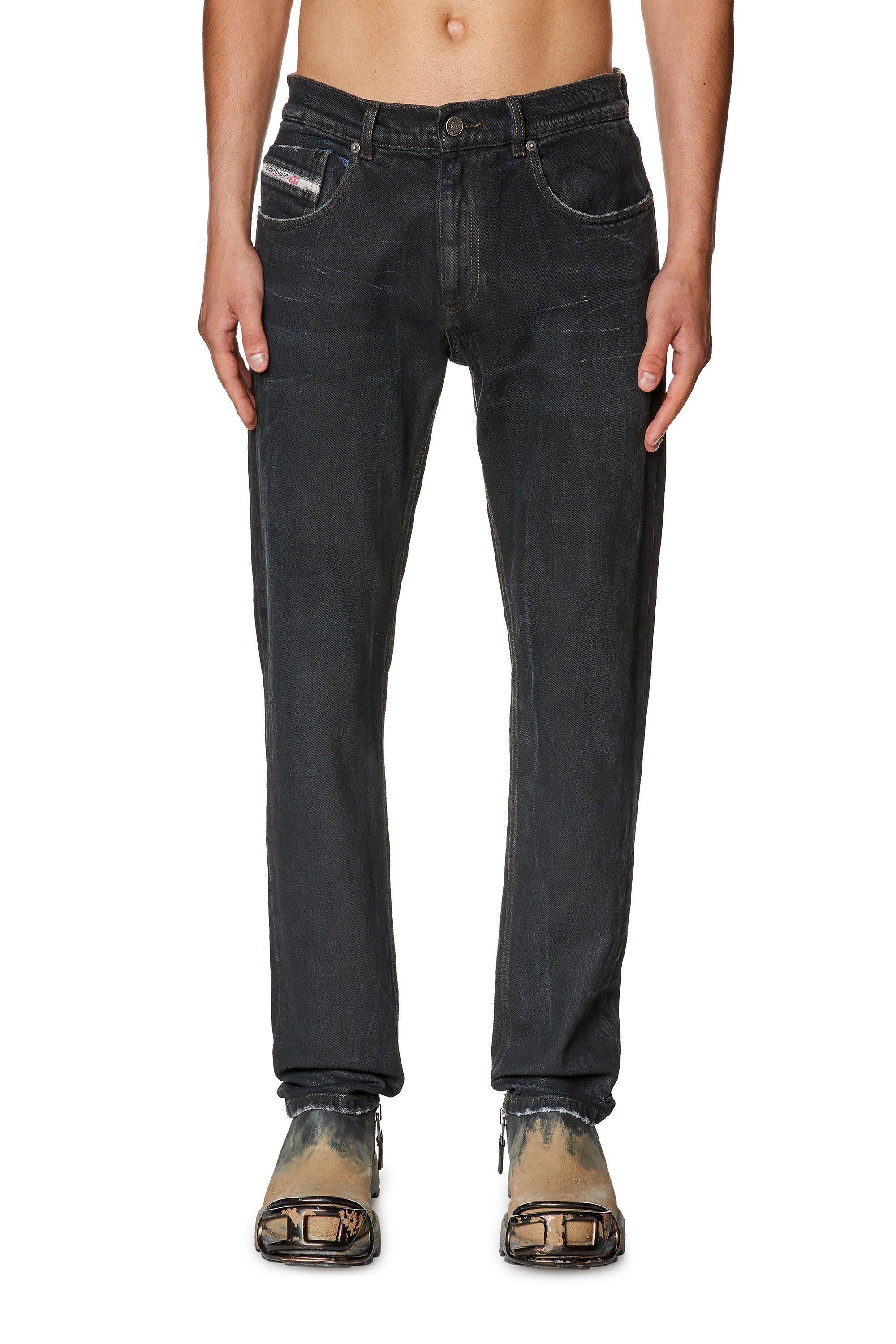 Diesel - Slim Jeans 2019 D-Strukt 0HJAU, Noir/Gris foncé - Image 2