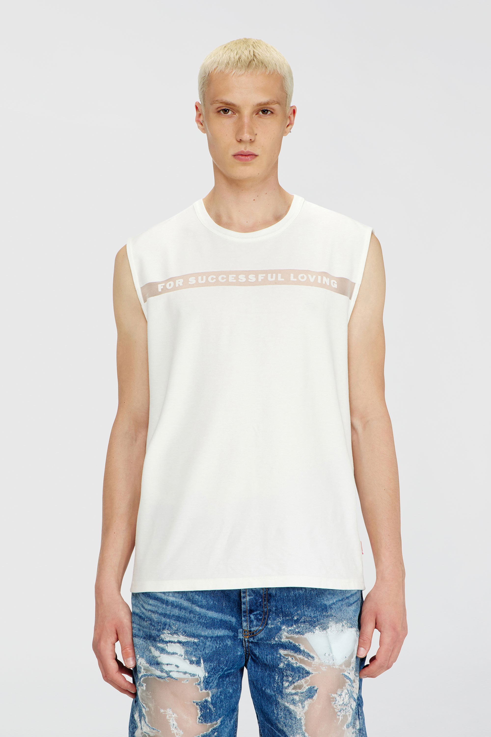 Diesel - PR-T-NORM-BISC-MATI-R, D&eacute;bardeur avec logo For Successful Loving Mixte in Blanc - 1