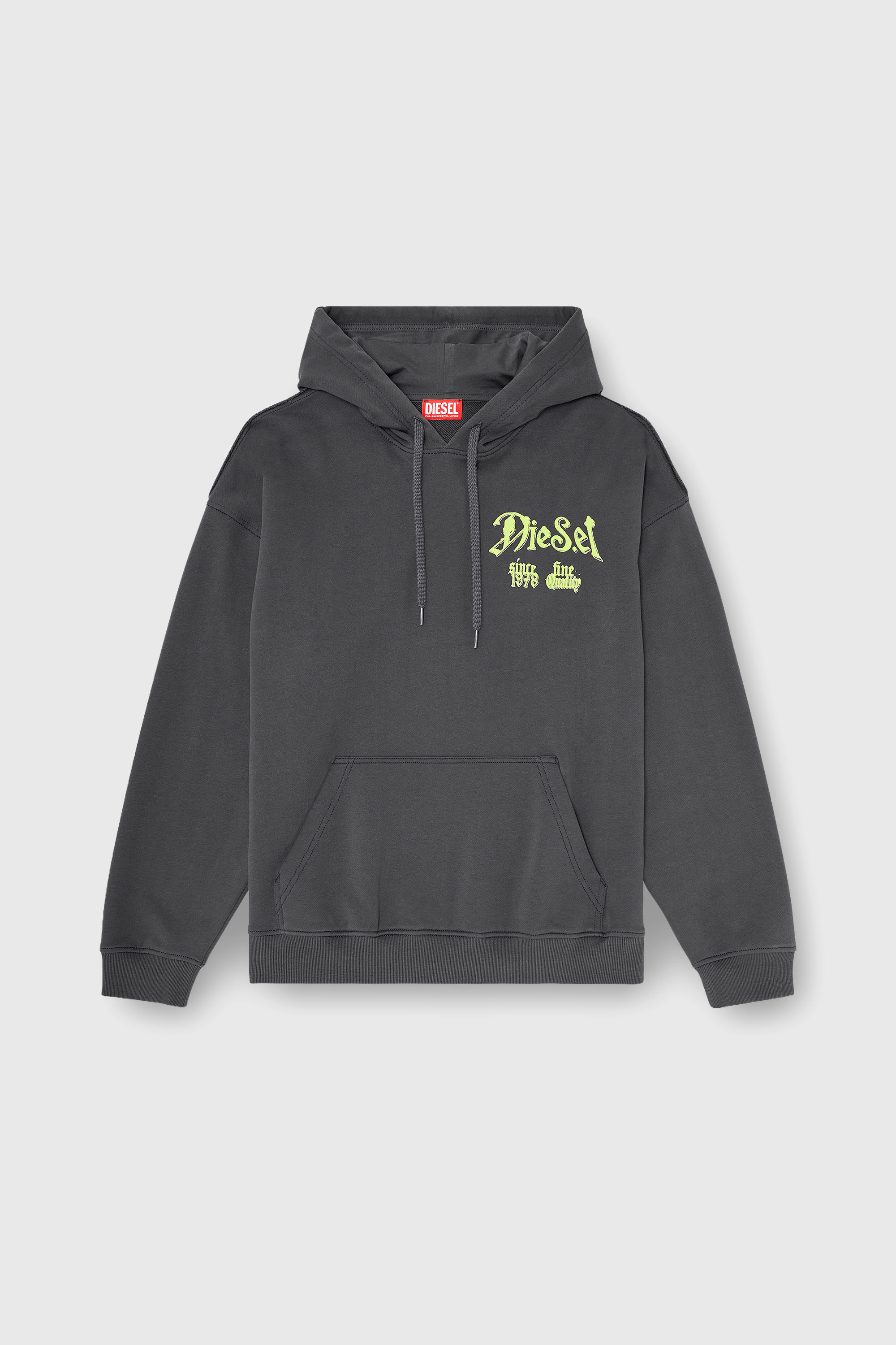 Diesel - S-BOXT-HOOD-AA2, Sweat &agrave; capuche en coton avec graphismes floqu&eacute;s Homme in Gris - 2
