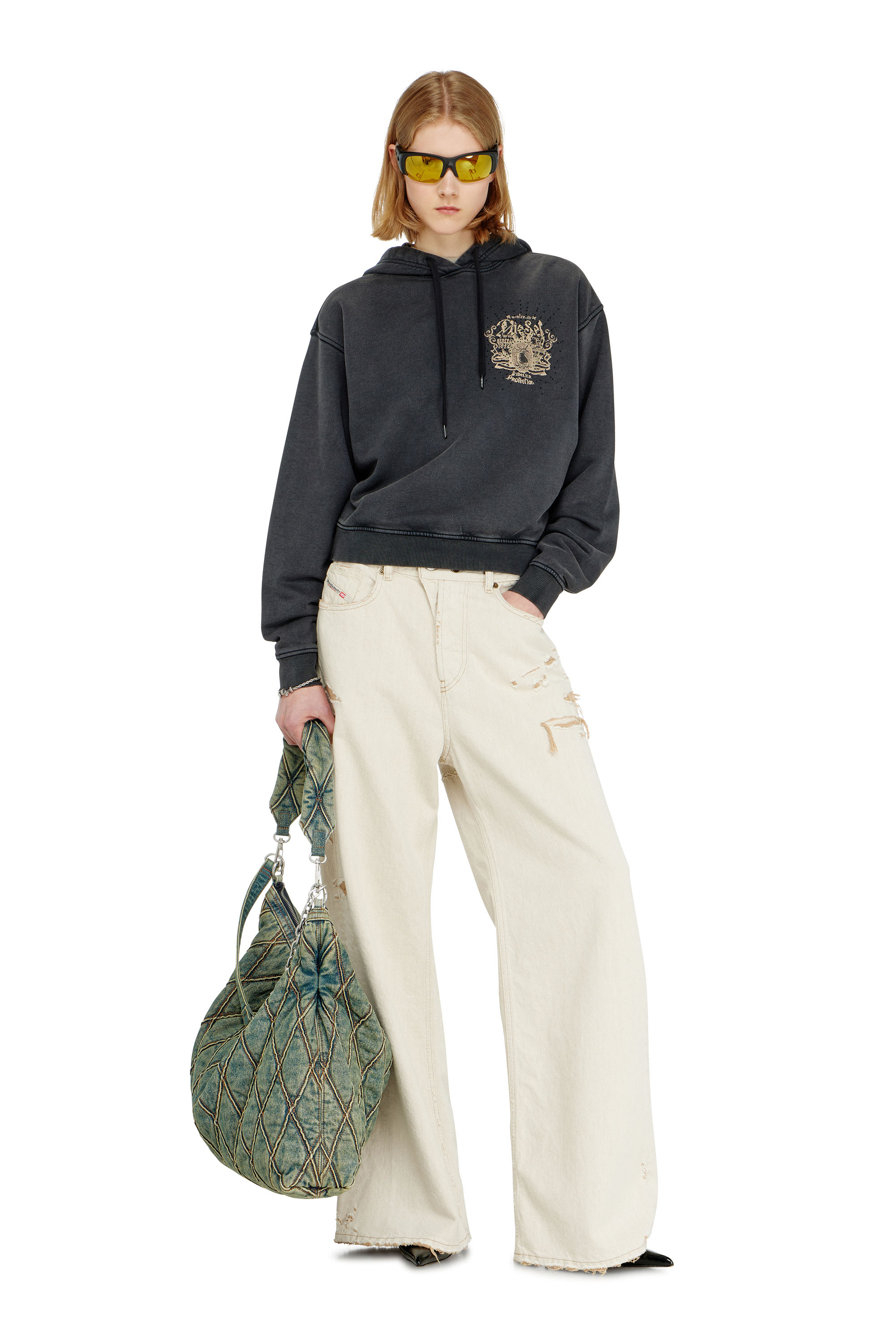 Diesel - F-PHOENY, Sweat &agrave; capuche avec imprim&eacute;s et clous strass Femme in ToBeDefined - 2