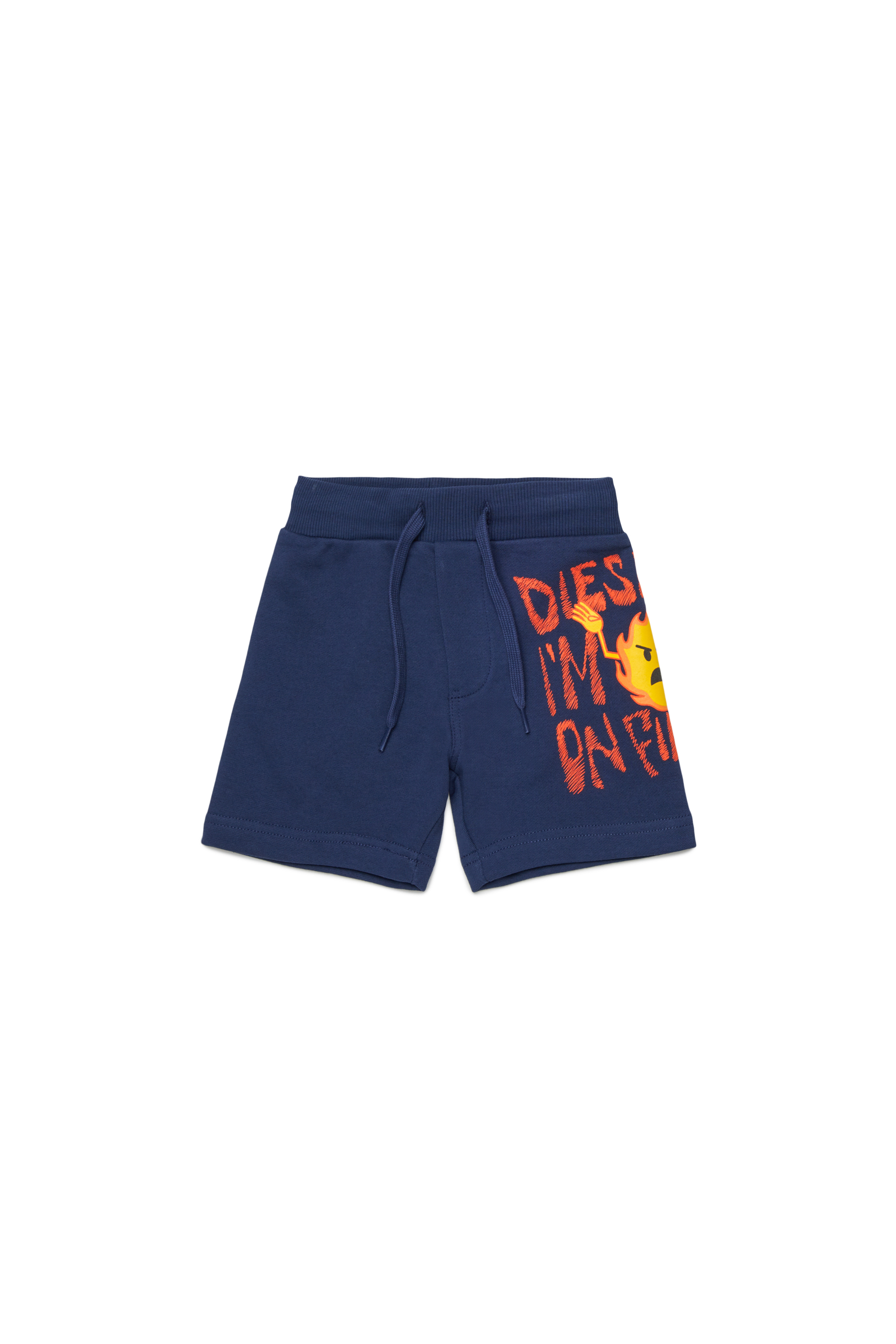 Diesel - PENDB, Shorts en molleton avec imprim&eacute; flamme Homme in Bleu - 1